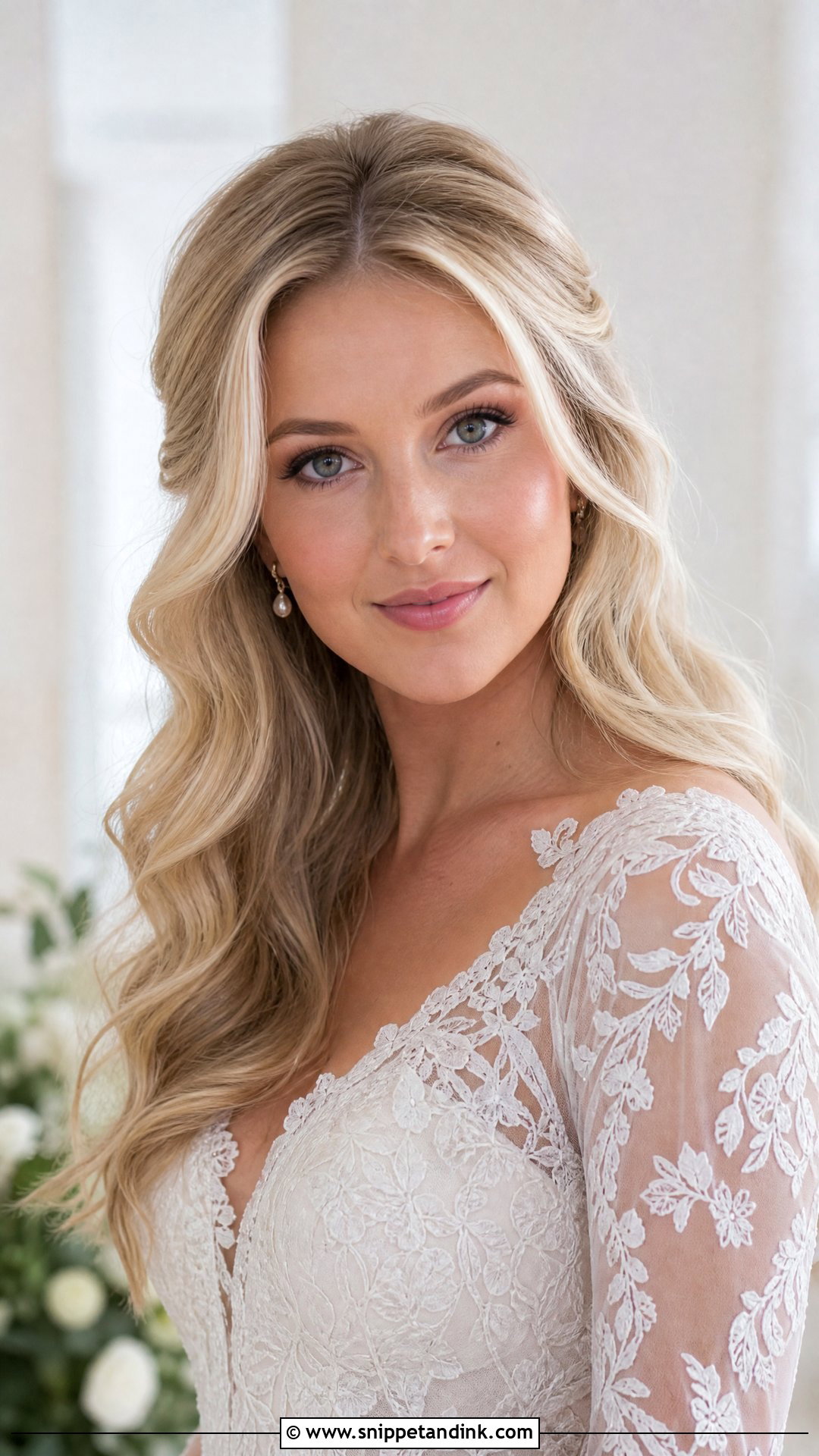 Blonde Bridal Soft Waves - Snippet and Ink - 15 Blonde Bridal Hair Down Ideas