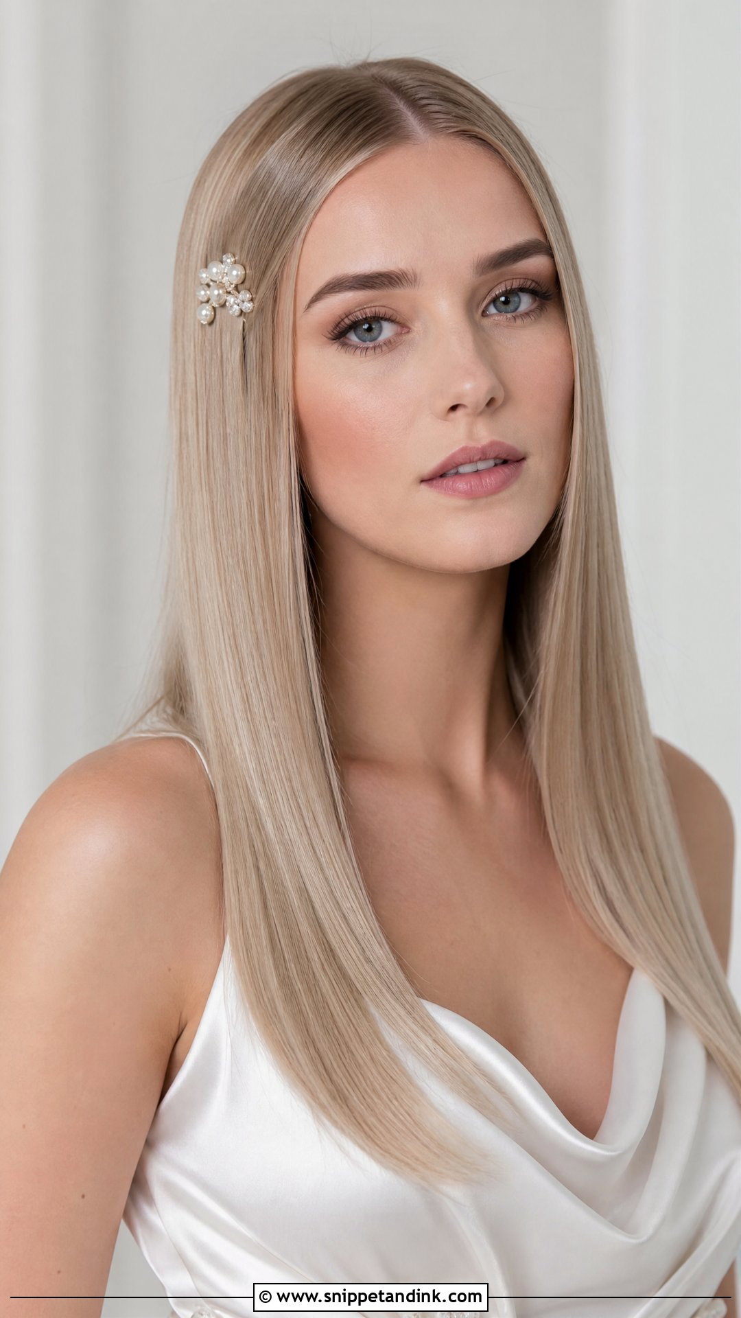 Blonde Bridal Straight Hair Down - Snippet and Ink - 15 Blonde Bridal Hair Down Ideas