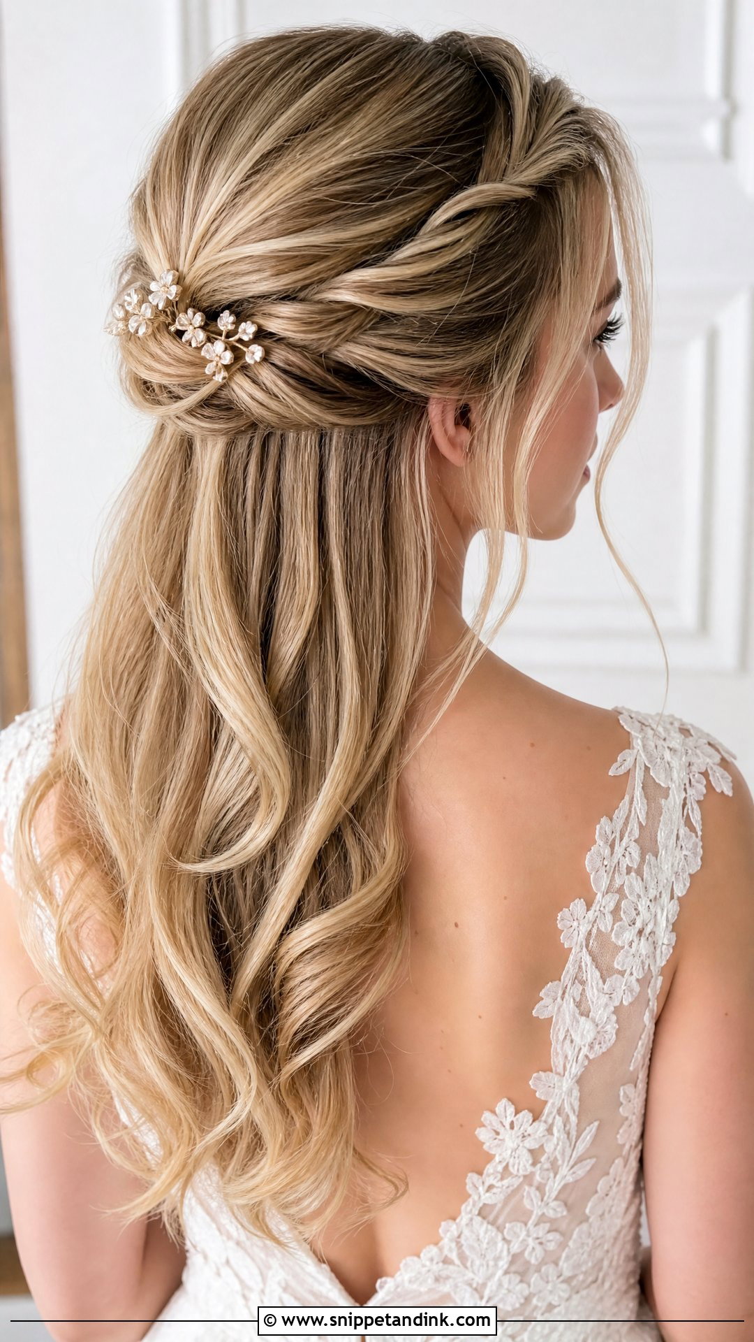 Blonde Bridal Twisted Half Up Hair - Snippet and Ink - 15 Blonde Hair Bride Bridal Hairstyles