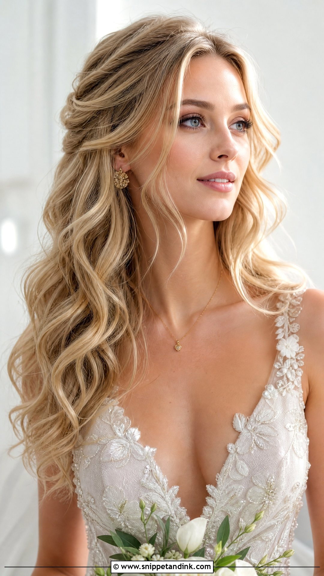 Blonde Curls With Soft Layers - Snippet and Ink - 20 Bridal Curls Down