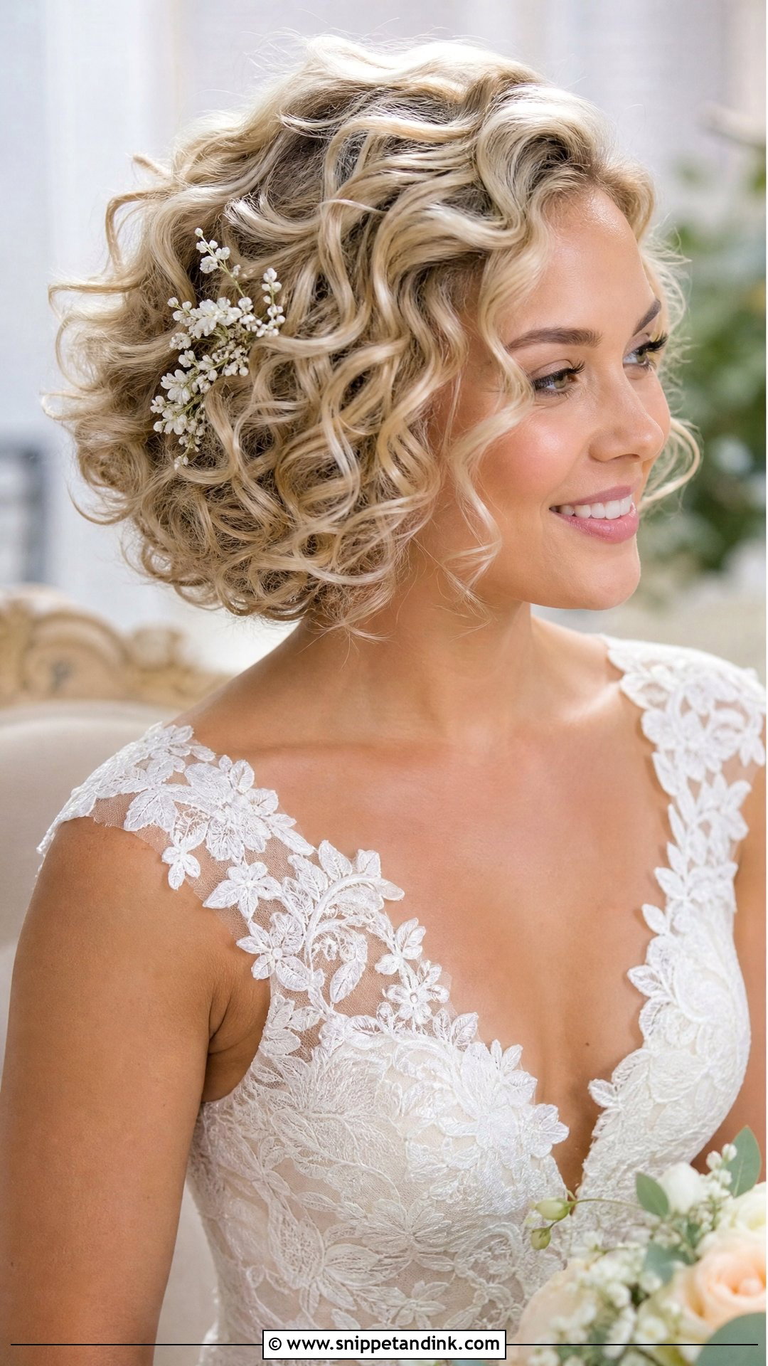 Blonde Curly Bob Wedding Hair - Snippet and Ink - 15 Blonde Bob Wedding Hair Ideas