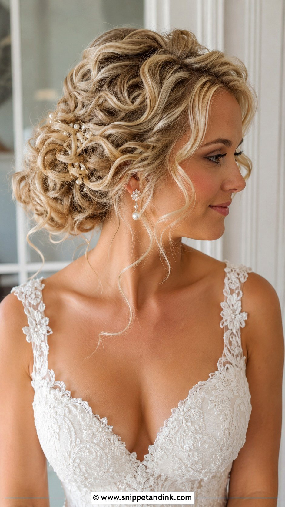 Blonde Curly Updo Wedding Hairstyle - Snippet and Ink - 20 Blonde Hair Wedding Hairstyles
