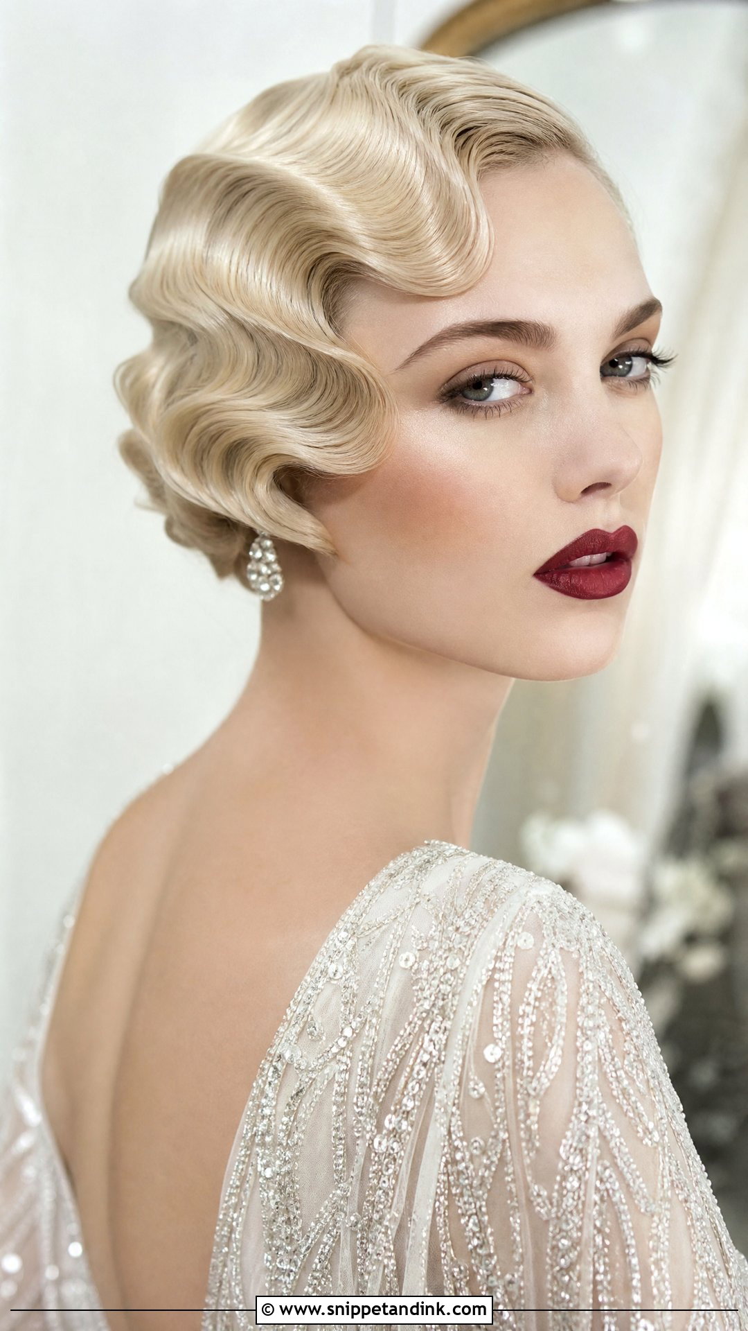 Blonde Finger Waves for a Vintage Look - Snippet and Ink - 20 Short Blonde Wedding Hair Ideas