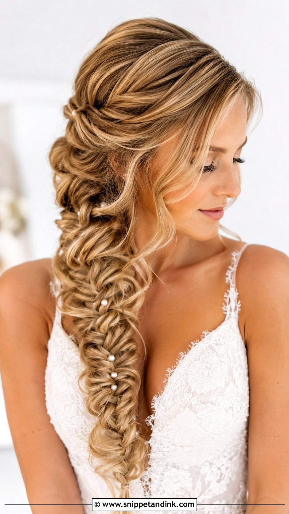 Blonde Fishtail Braid Wedding Hairstyle - Snippet and Ink - 15 Wedding Hairstyles for Blonde Hair