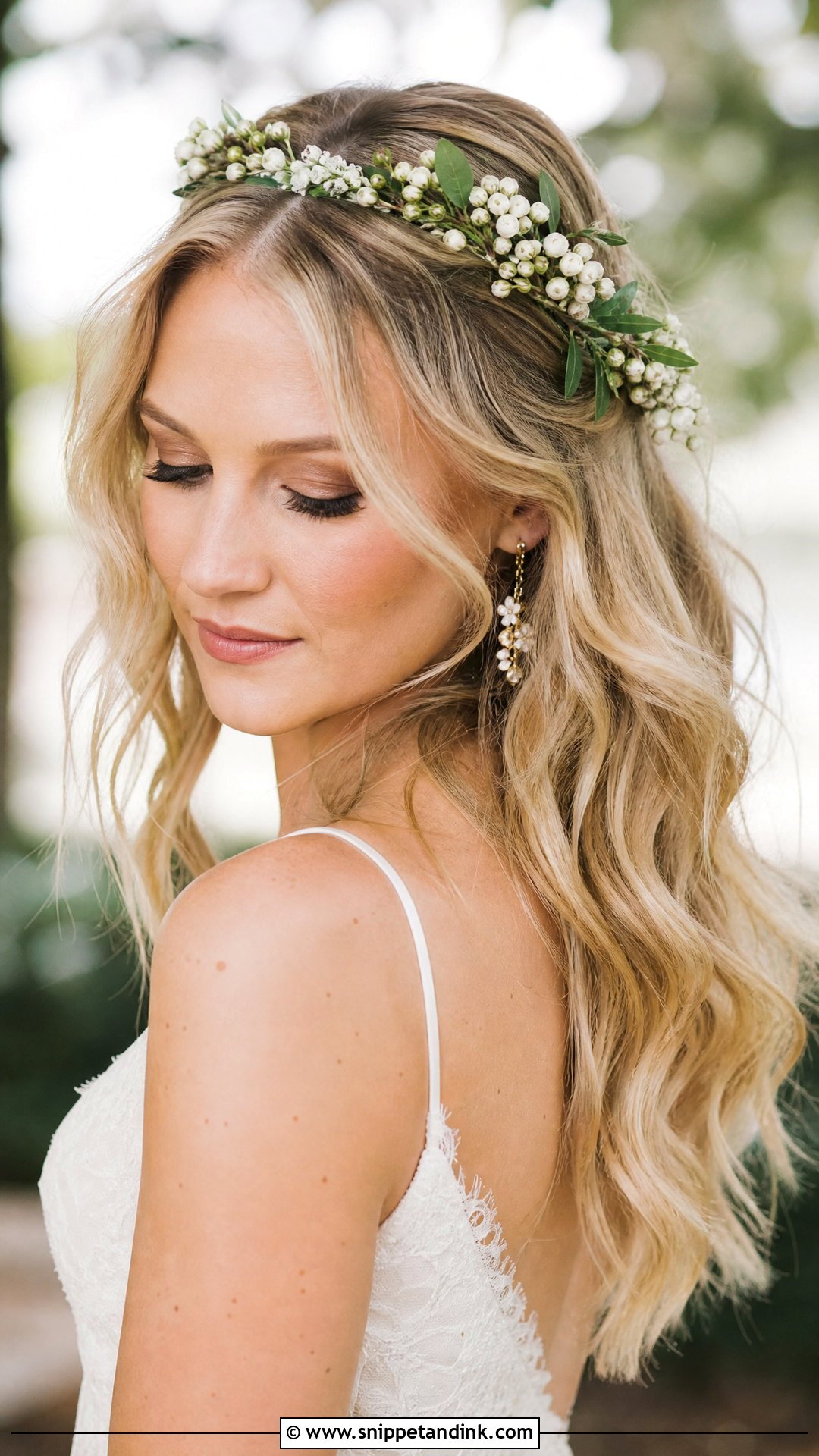 Blonde Floral Wedding Hair Down - Snippet and Ink - 15 Blonde Wedding Hair Down Ideas