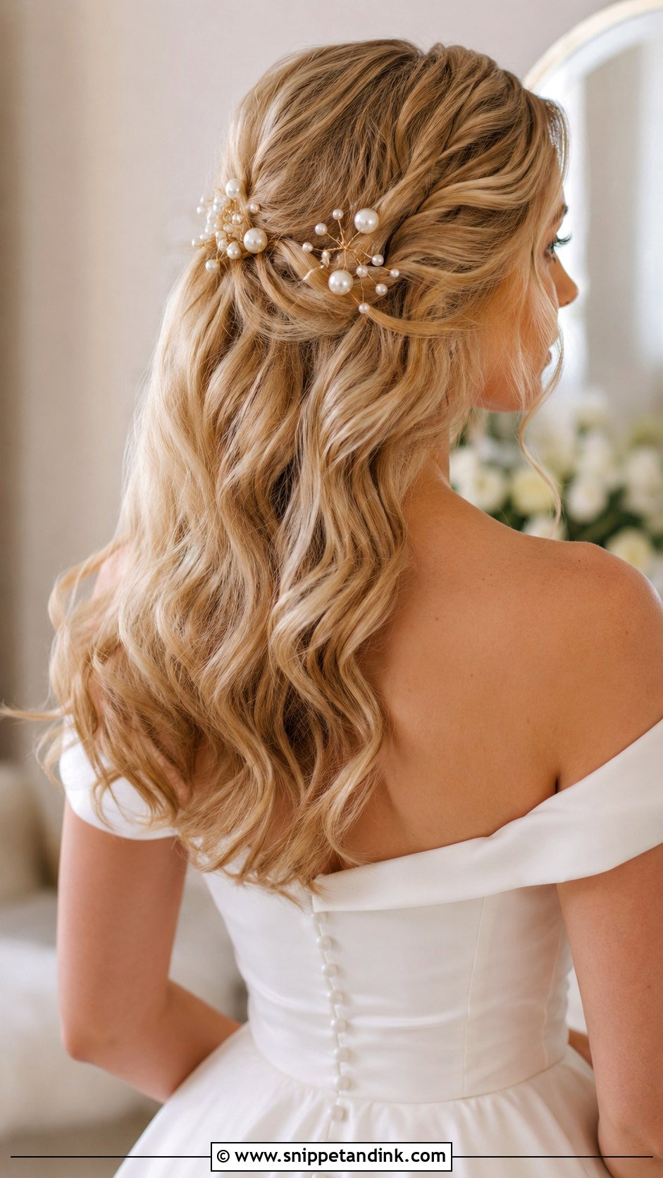 Blonde Hair With Pearl Pins - Snippet and Ink - 25 Blonde Bridal Hair Ideas