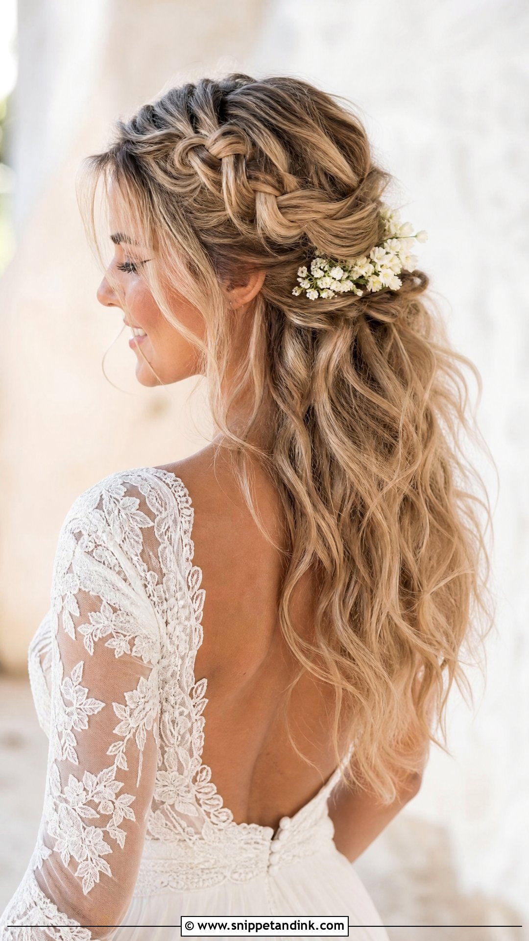Blonde Half Up Bridal Hair With Boho Braid - Snippet and Ink - 15 Blonde Half-Up Bridal Hair Ideas
