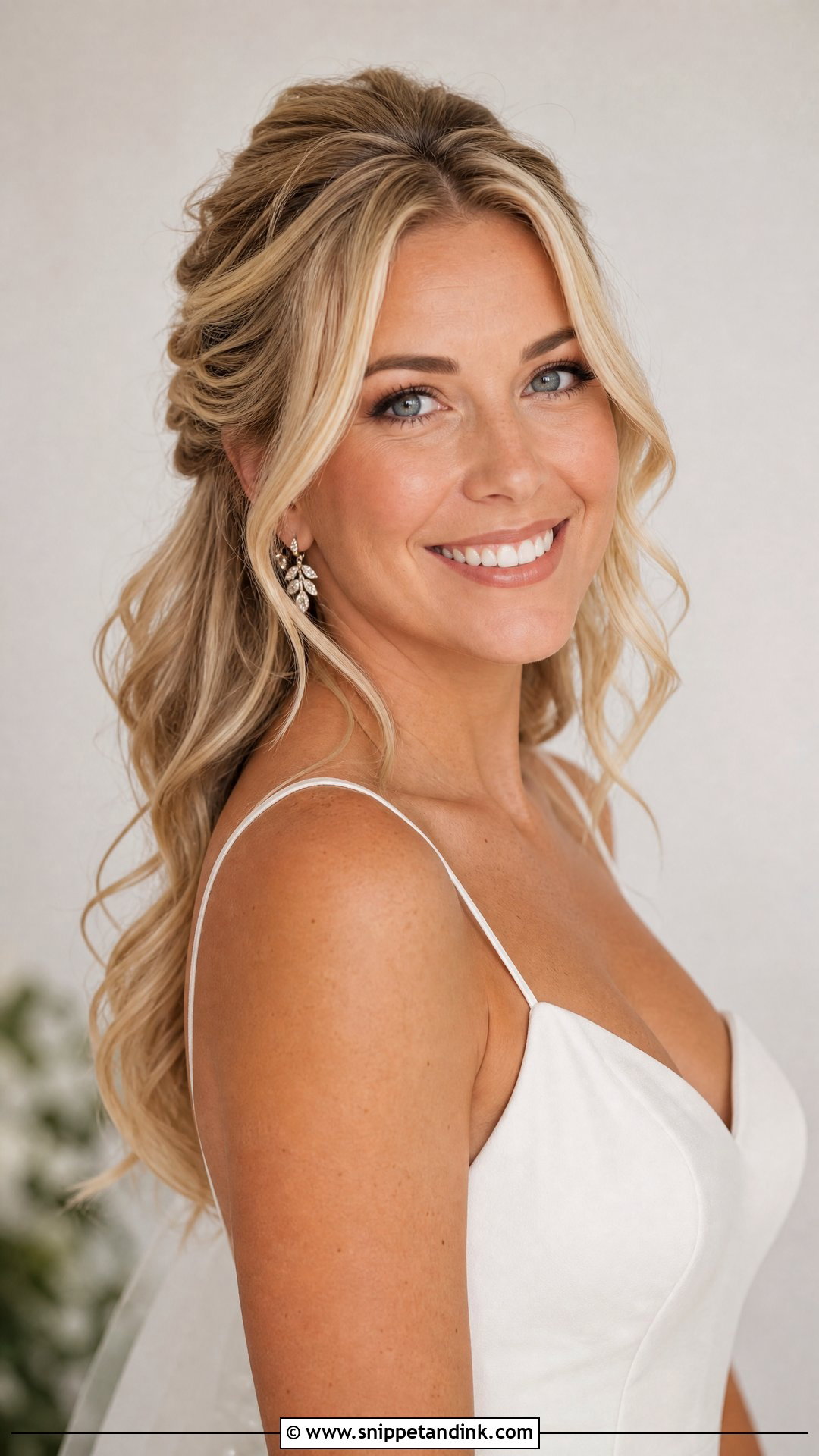 Blonde Half Up Bridal Hair With Face Framing Pieces - Snippet and Ink - 15 Blonde Half-Up Bridal Hair Ideas