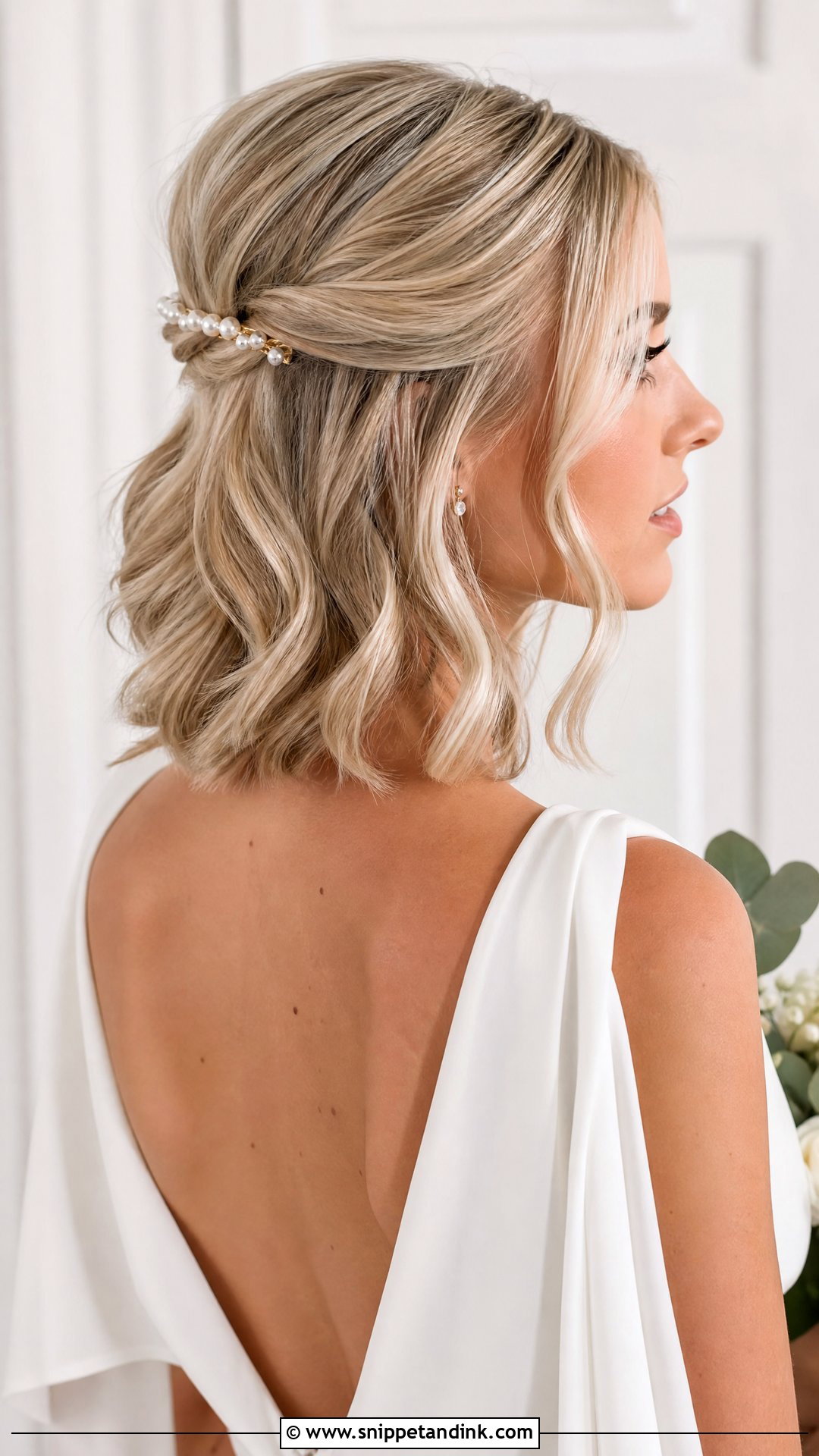 Blonde Half Up Bridal Hair With Short Hair - Snippet and Ink - 15 Blonde Half-Up Bridal Hair Ideas