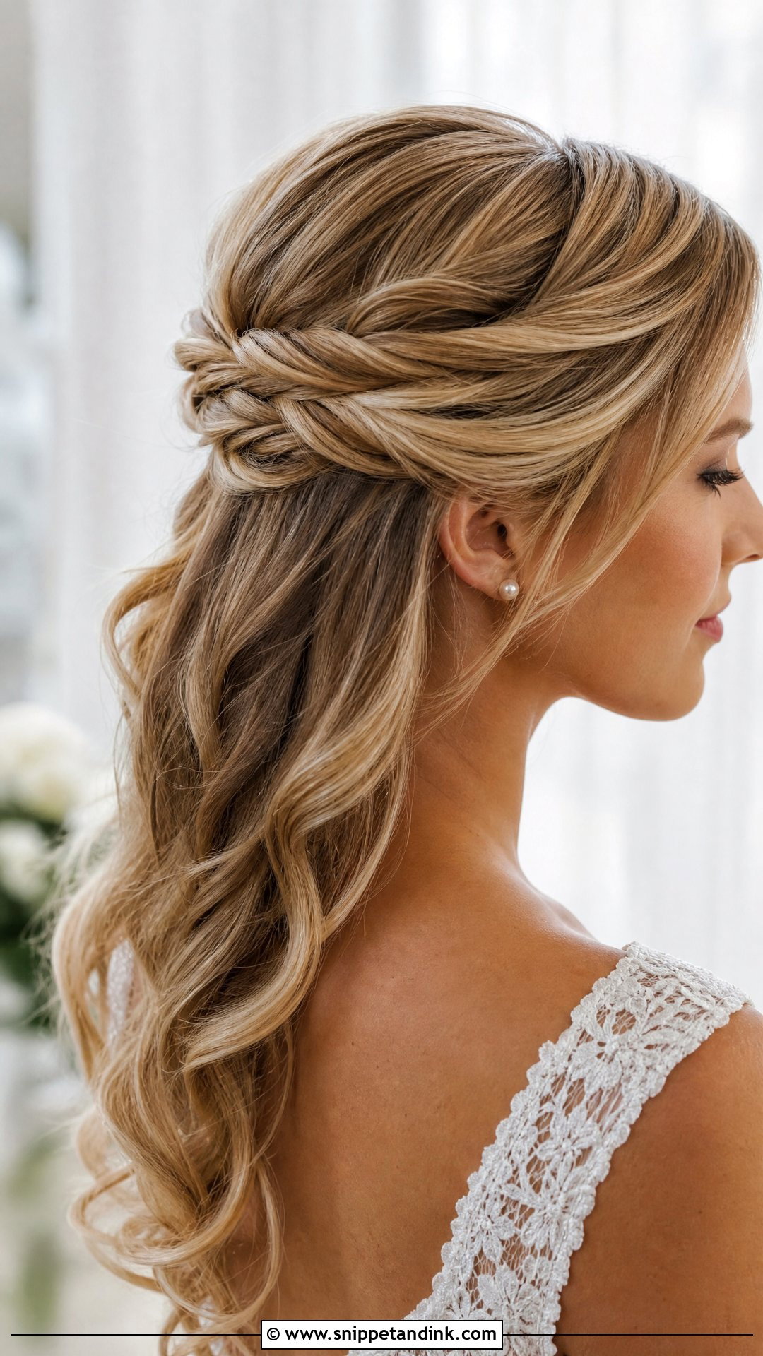 Blonde Half Up Bridal Hair With Twisted Crown - Snippet and Ink - 15 Blonde Half-Up Bridal Hair Ideas
