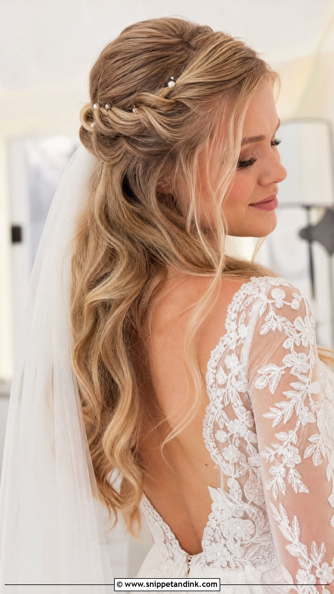 Blonde Half Up Half Down Bridal Hair - Snippet and Ink - 15 Blonde Bridal Hairstyles