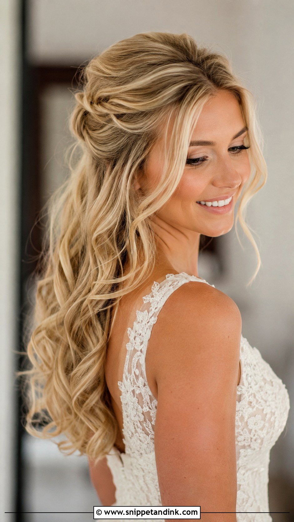 Blonde Half Up Half Down Wedding Hairstyle - Snippet and Ink - 15 Wedding Hairstyles for Blonde Hair