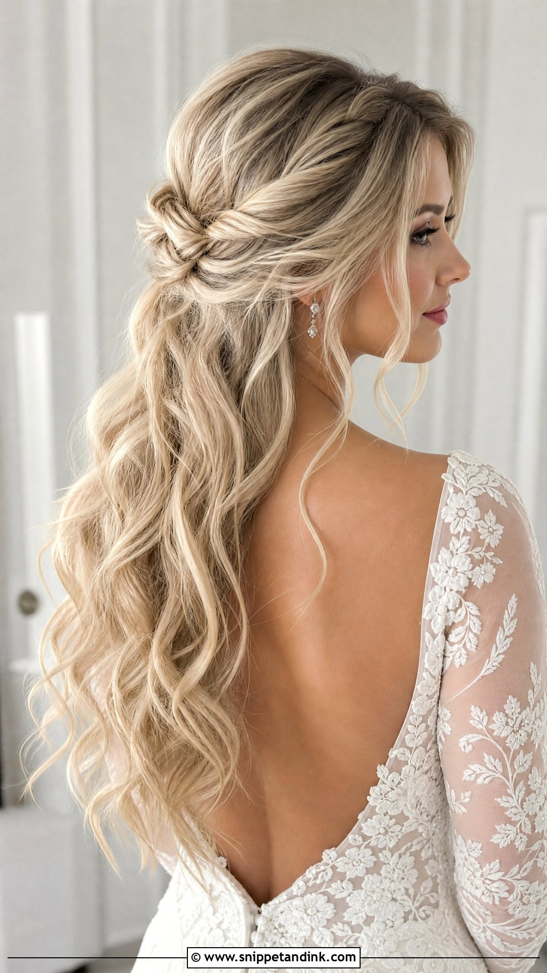 Blonde Half Up Wedding Hair For Long Hair - Snippet and Ink - 15 Blonde Half-Up Wedding Hair Ideas