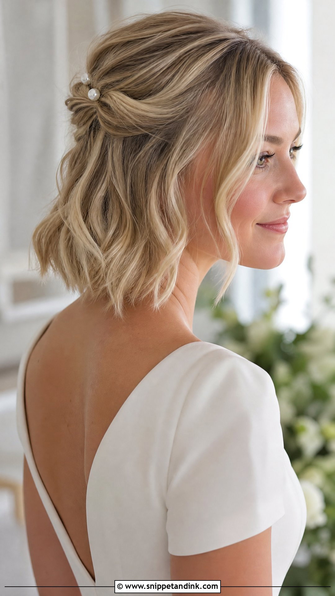 Blonde Half Up Wedding Hair For Short Hair - Snippet and Ink - 15 Blonde Half-Up Wedding Hair Ideas
