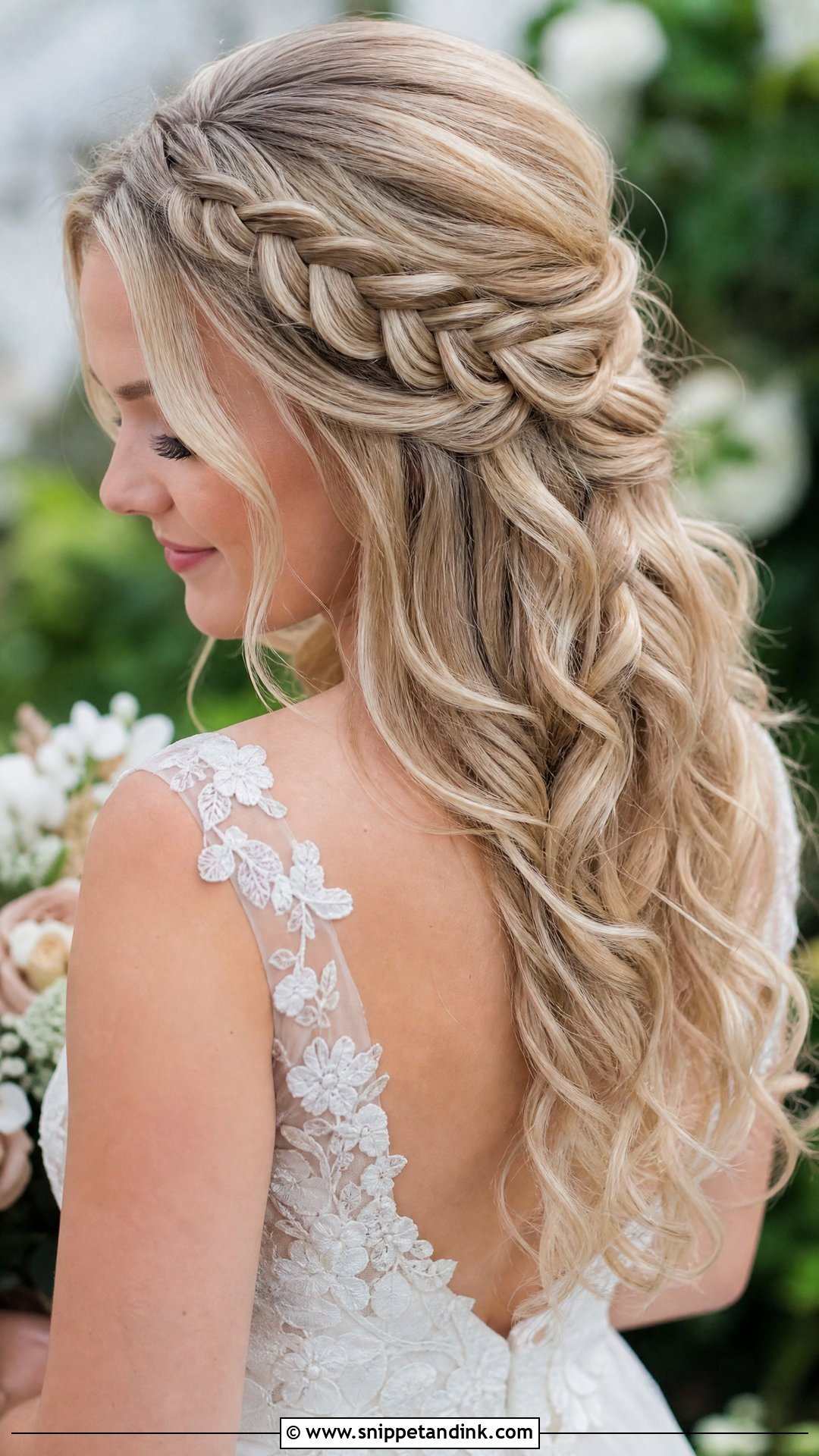 Blonde Half Up Wedding Hair With Braid - Snippet and Ink - 15 Blonde Half-Up Wedding Hair Ideas