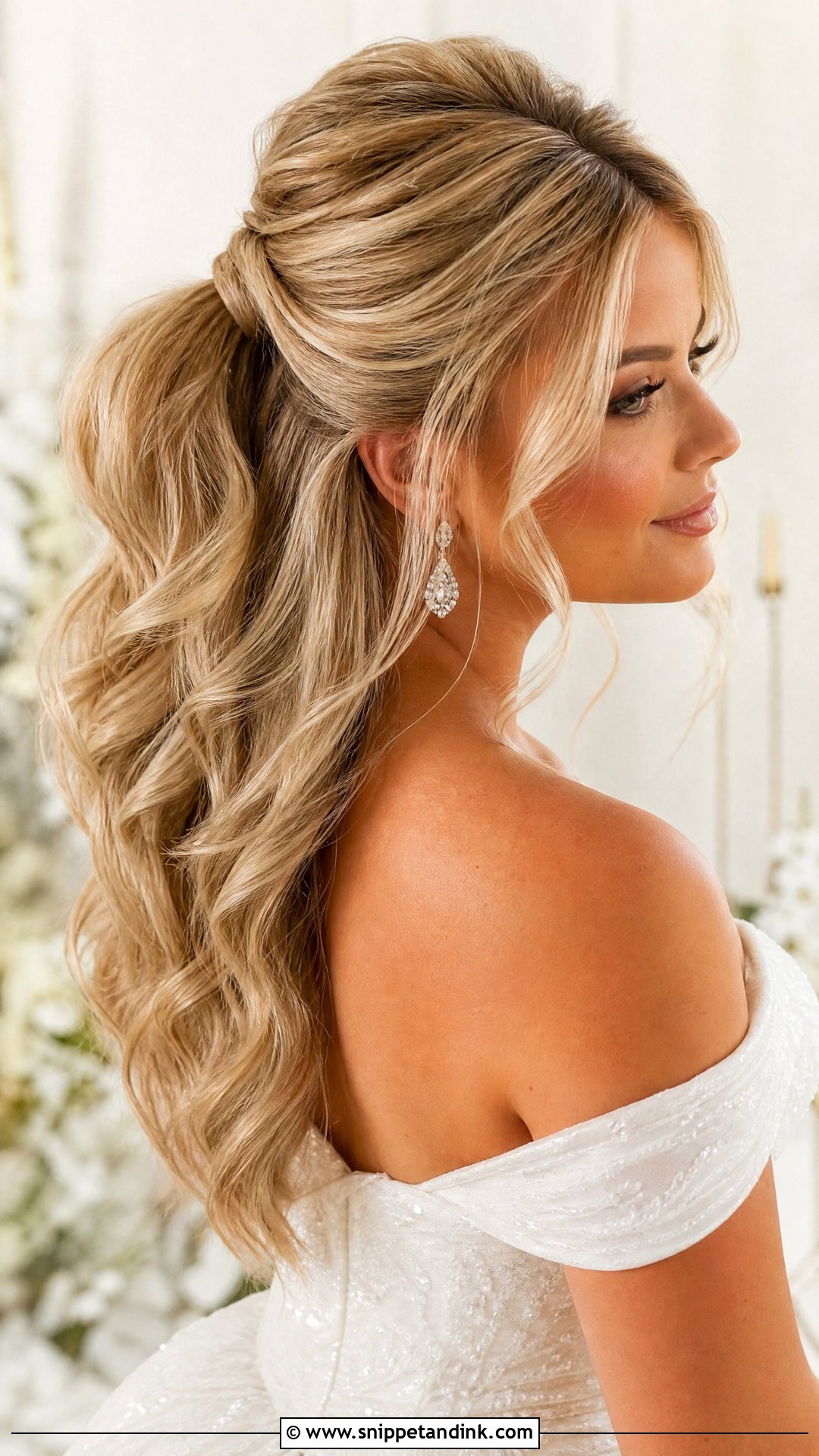 Blonde Half Up Wedding Hair With Ponytail - Snippet and Ink - 15 Blonde Half-Up Wedding Hair Ideas