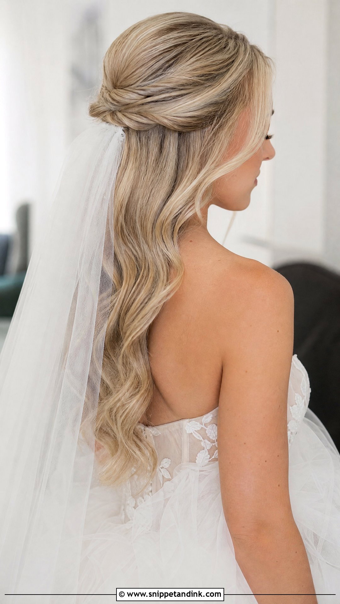 Blonde Half Up Wedding Hair With Veil - Snippet and Ink - 15 Blonde Half-Up Wedding Hair Ideas