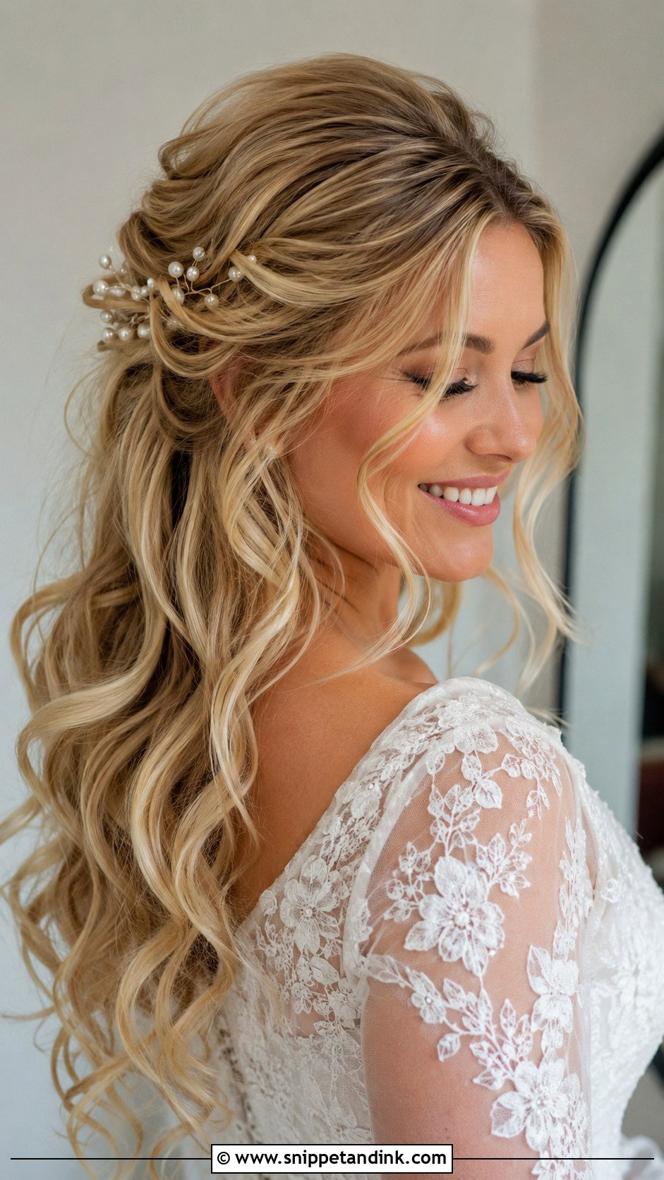 Blonde Half Up Wedding Hairstyle - Snippet and Ink - 20 Blonde Hair Wedding Hairstyles
