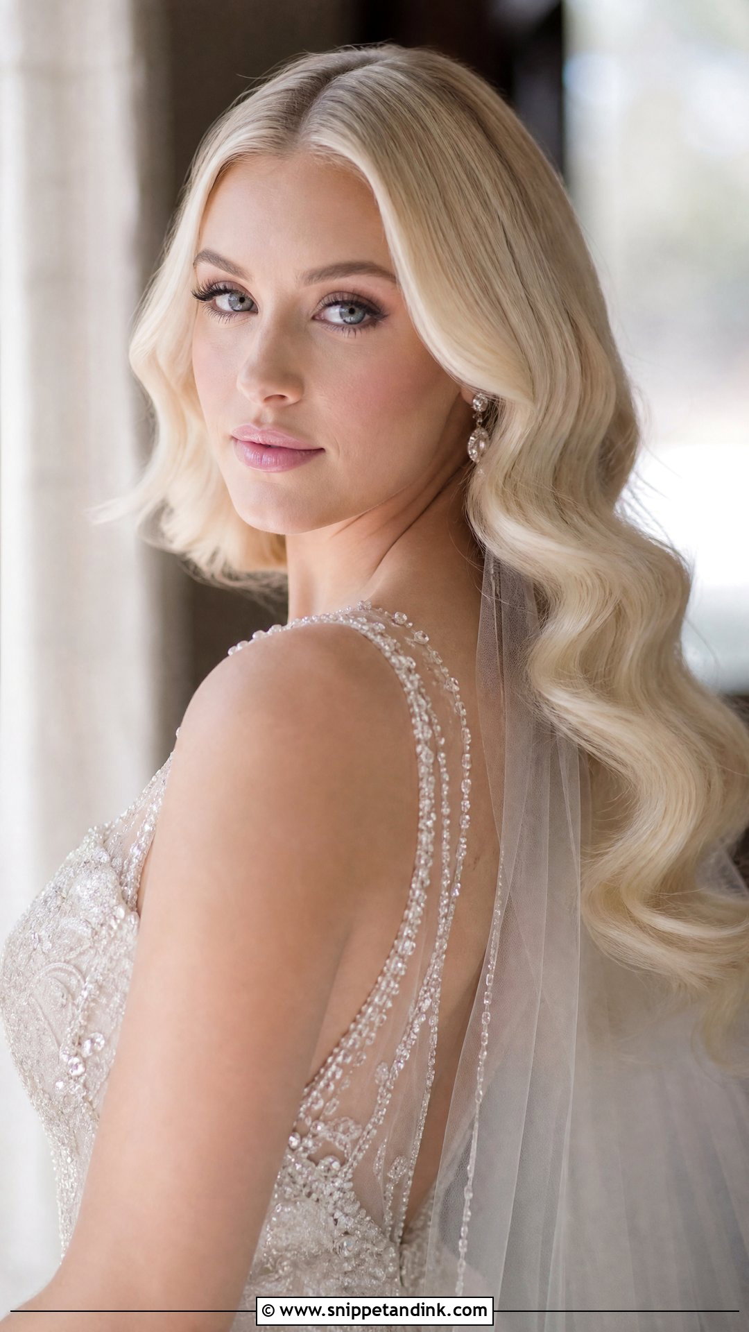 Blonde Hollywood Waves Middle Part - Snippet and Ink - 20 Hollywood Waves Wedding Middle Part
