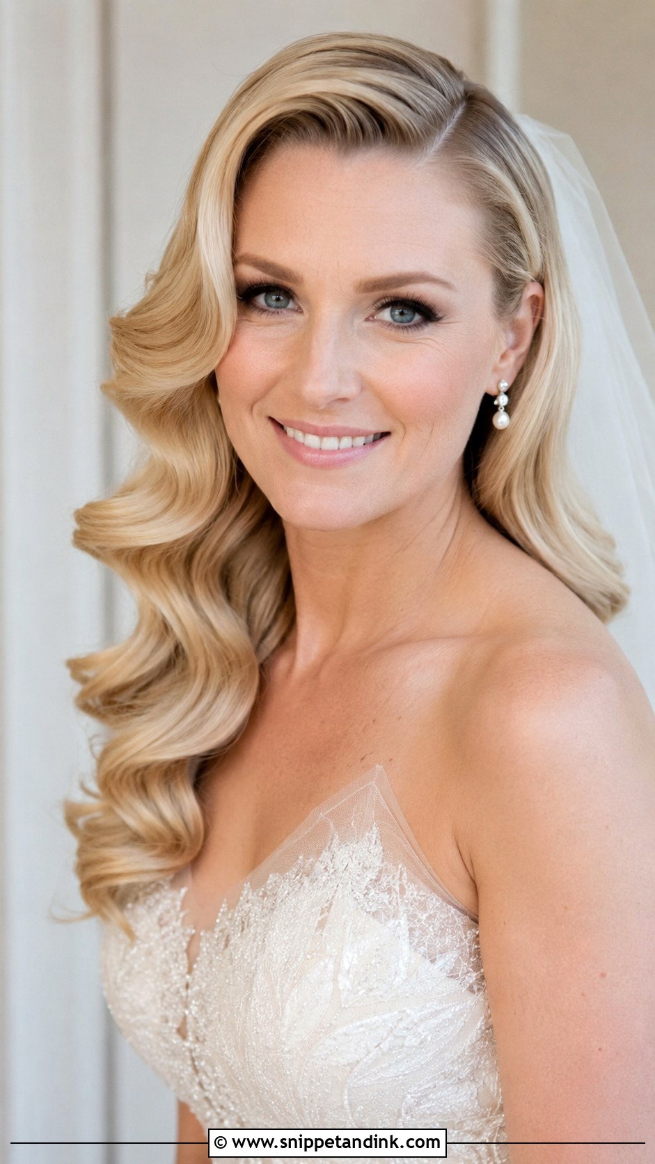 Blonde Hollywood Waves Wedding Hairstyle - Snippet and Ink - 20 Blonde Hair Wedding Hairstyles