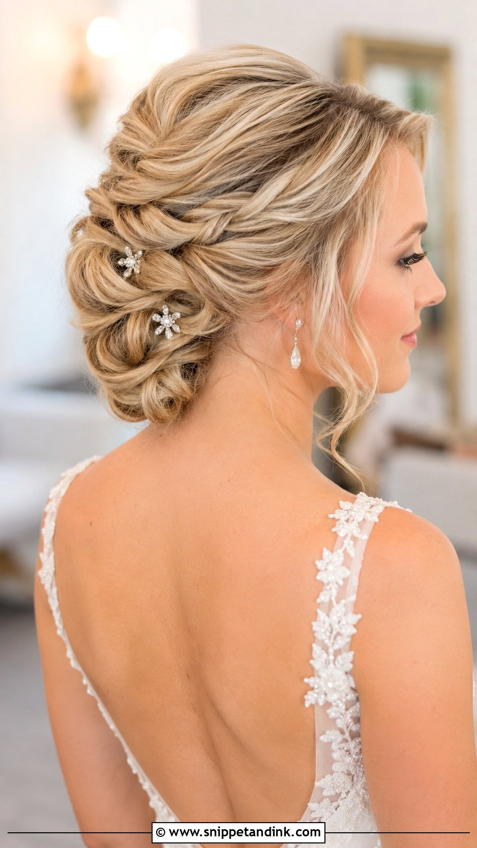 Blonde Intertwined Chignon - Snippet and Ink - 20 Long Blonde Wedding Hair Ideas