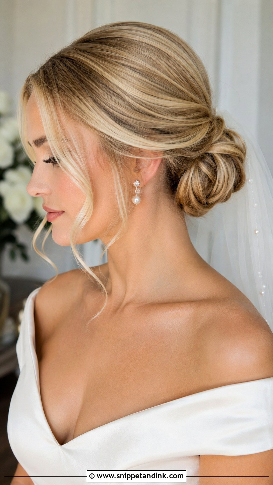 Blonde Low Bun Wedding Hairstyle - Snippet and Ink - 20 Blonde Hair Wedding Hairstyles