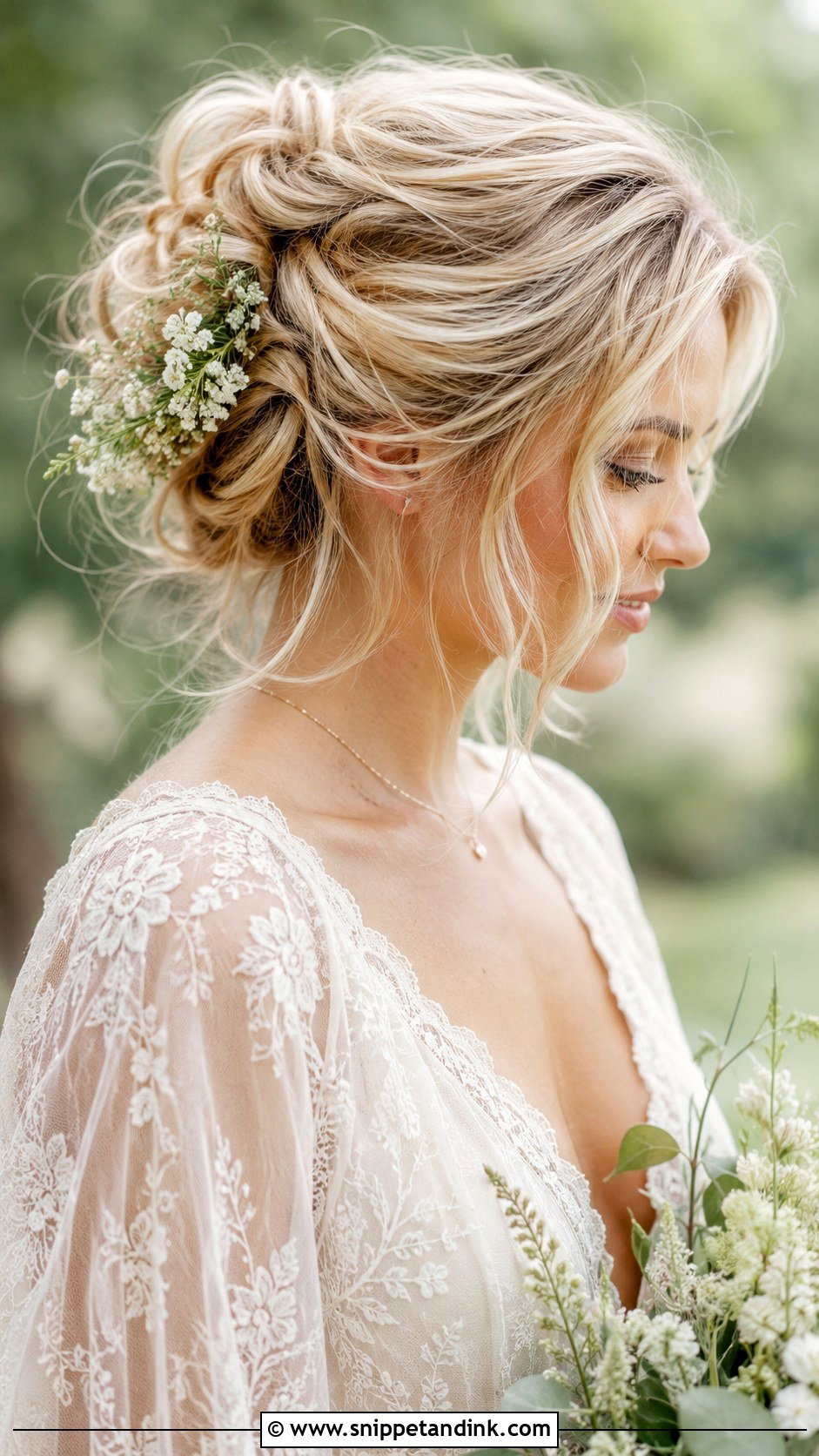 Blonde Messy Bun Updo - Snippet and Ink - 20 Long Blonde Wedding Hair Ideas