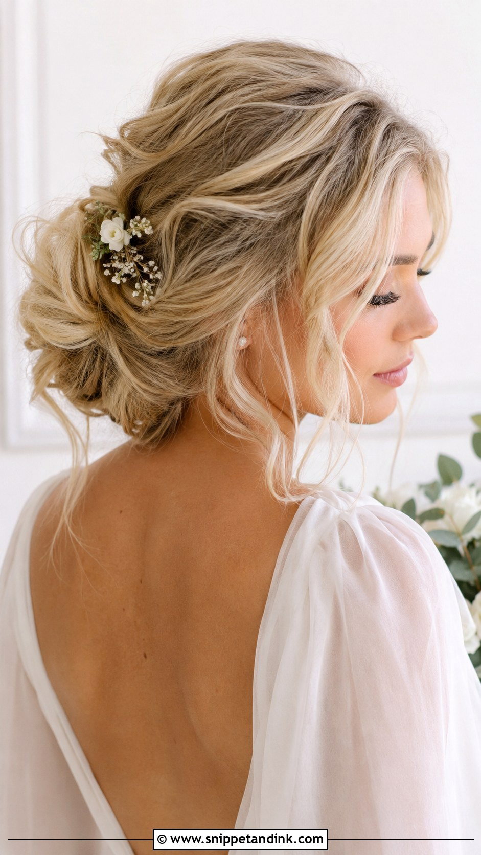 Blonde Messy Bun Wedding Hairstyle - Snippet and Ink - 20 Blonde Hair Wedding Hairstyles