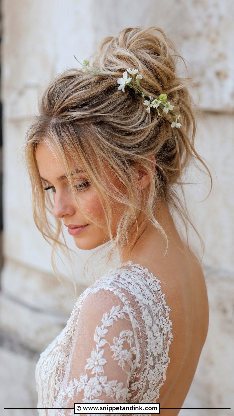 Blonde Messy Bun With Volume - Snippet and Ink - 25 Blonde Bridal Hair Ideas