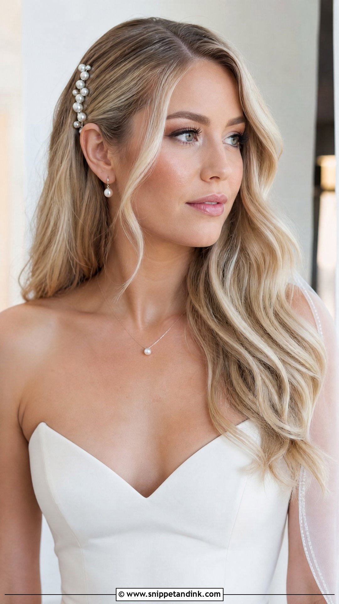 Blonde Pearl Pin Wedding Hair Down - Snippet and Ink - 15 Blonde Wedding Hair Down Ideas