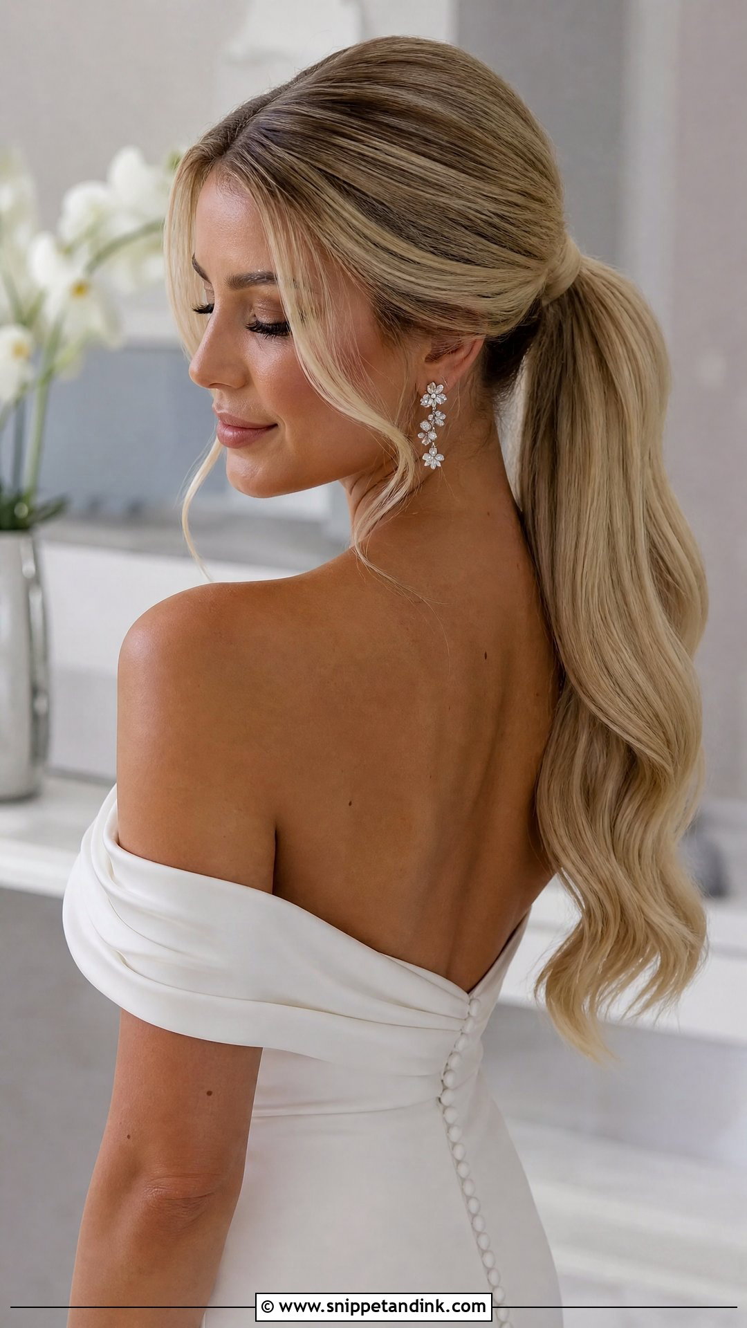 Blonde Sleek Ponytail Wedding Hair - Snippet and Ink - 15 Blonde Hair for Wedding Ideas