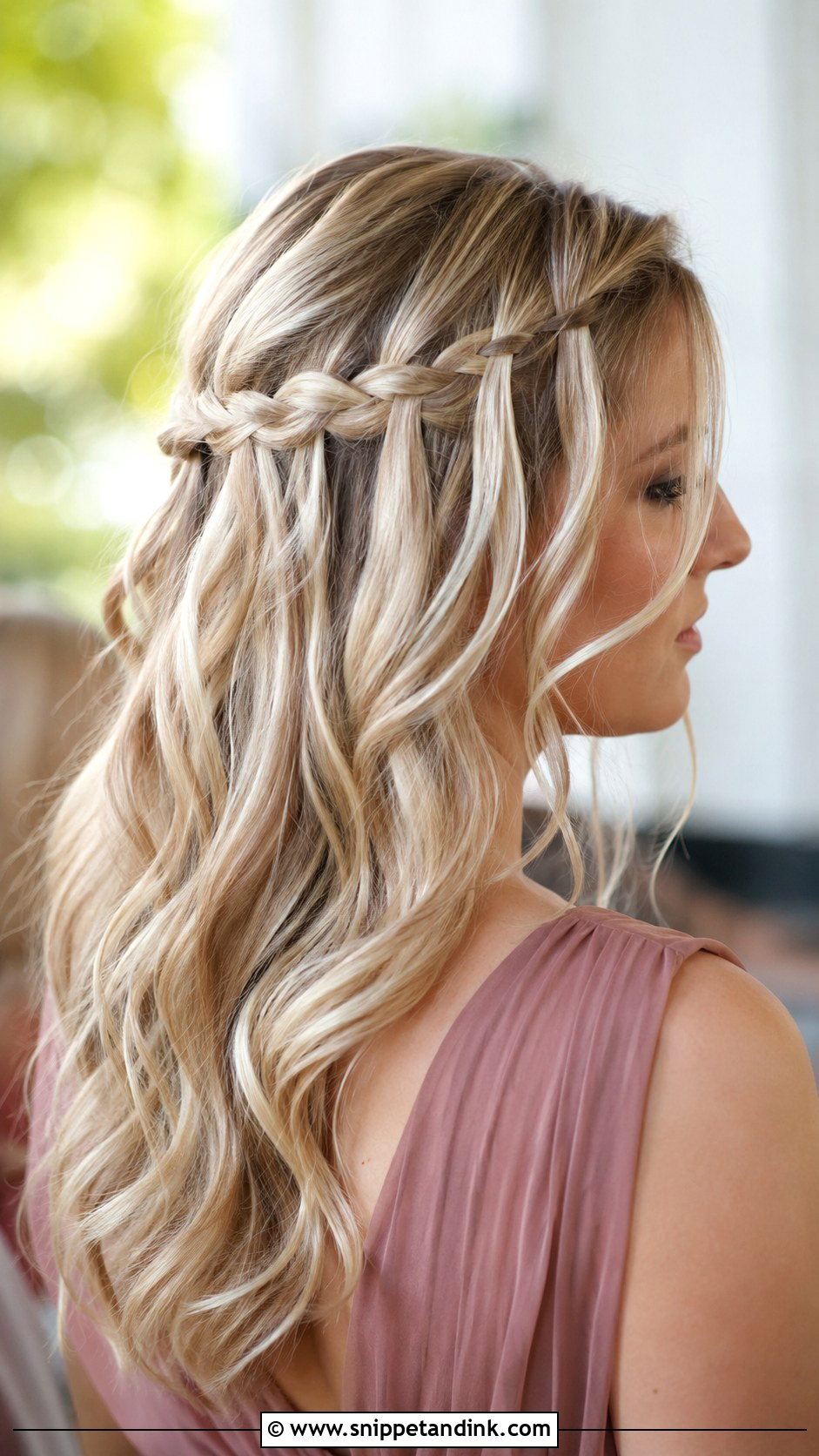 Blonde Waterfall Braid Bridesmaid Hair - Snippet and Ink - 20 Bridesmaid Hairstyles Blonde