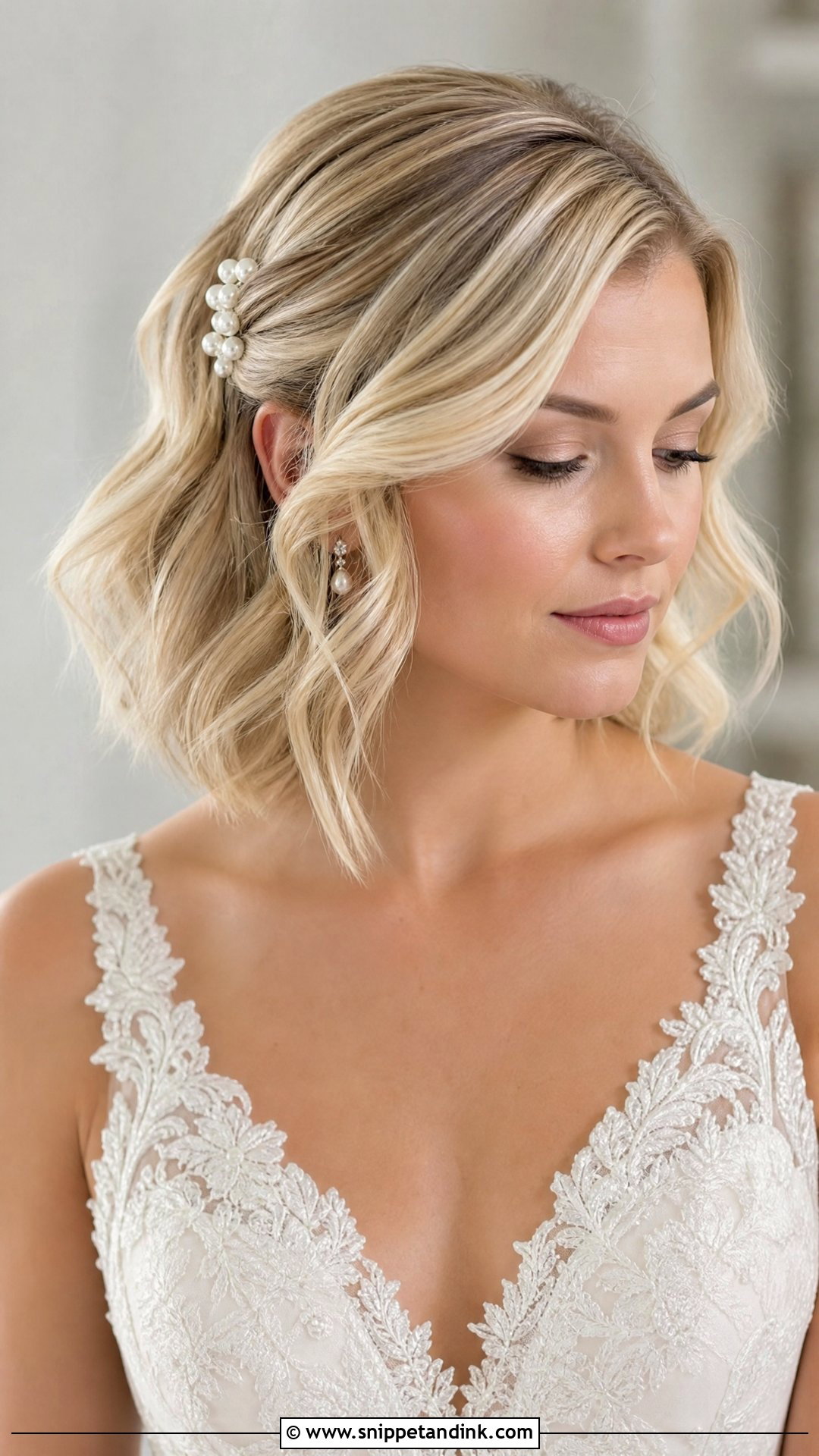 Blonde Wavy Bob Wedding Hair - Snippet and Ink - 15 Blonde Bob Wedding Hair Ideas