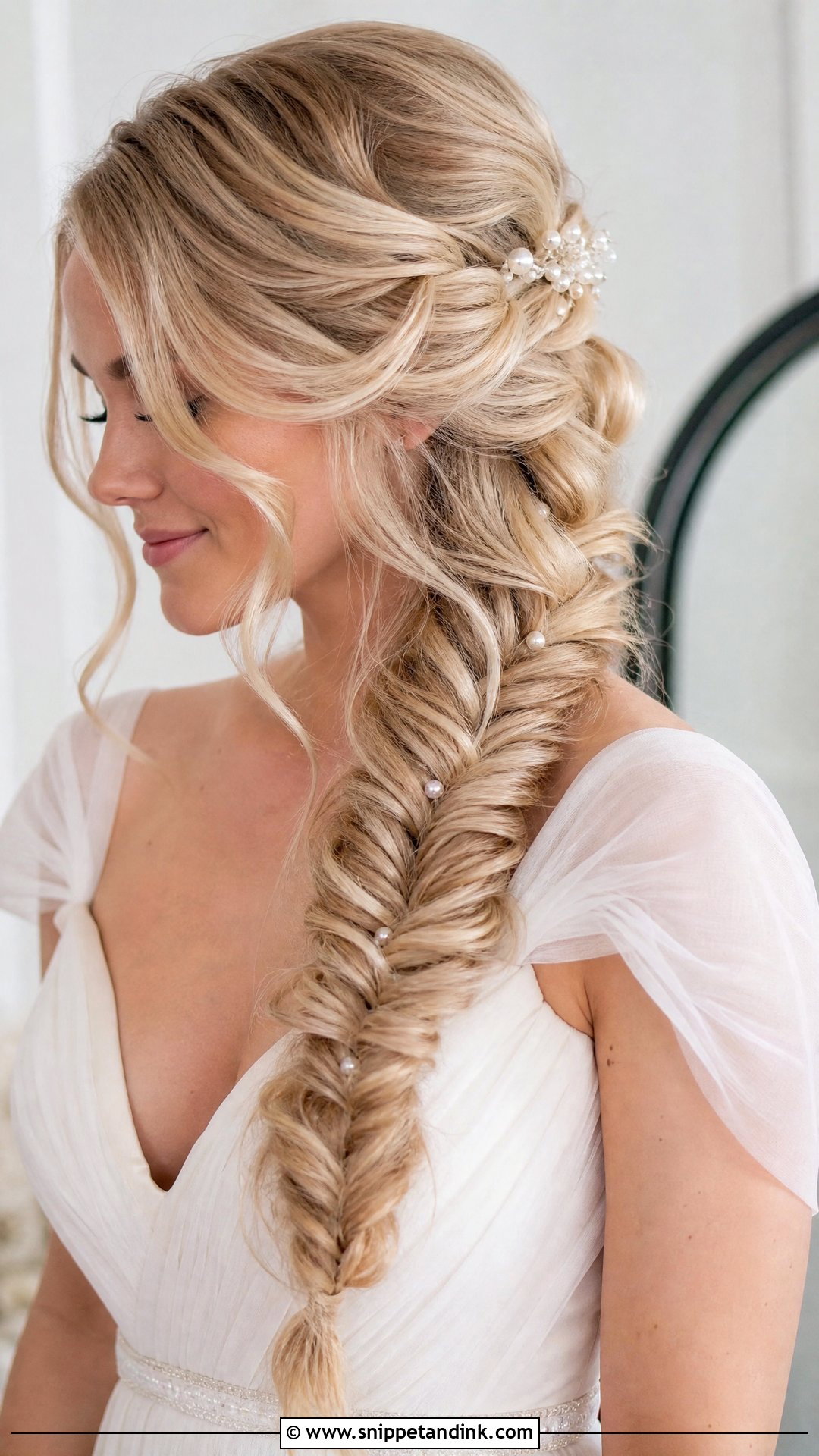 Blonde Wedding Fishtail Braid - Snippet and Ink - 15 Blonde Wedding Hairstyles for Long Hair