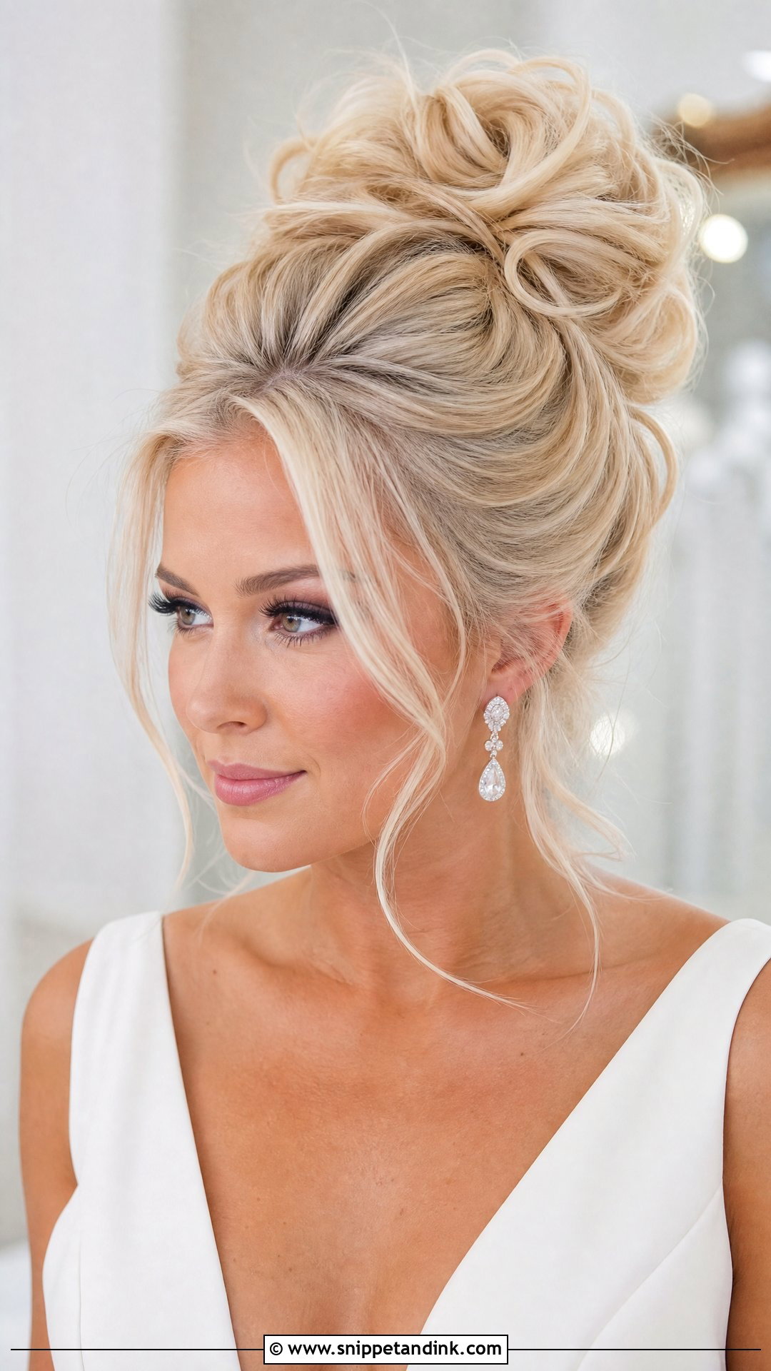 Blonde Wedding High Bun - Snippet and Ink - 15 Blonde Wedding Hairstyles for Long Hair