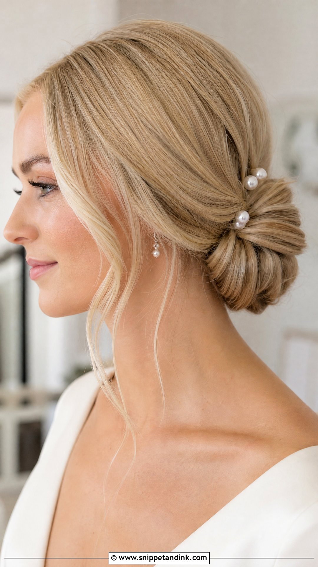 Blonde Wedding Low Chignon - Snippet and Ink - 15 Blonde Updo Wedding Ideas
