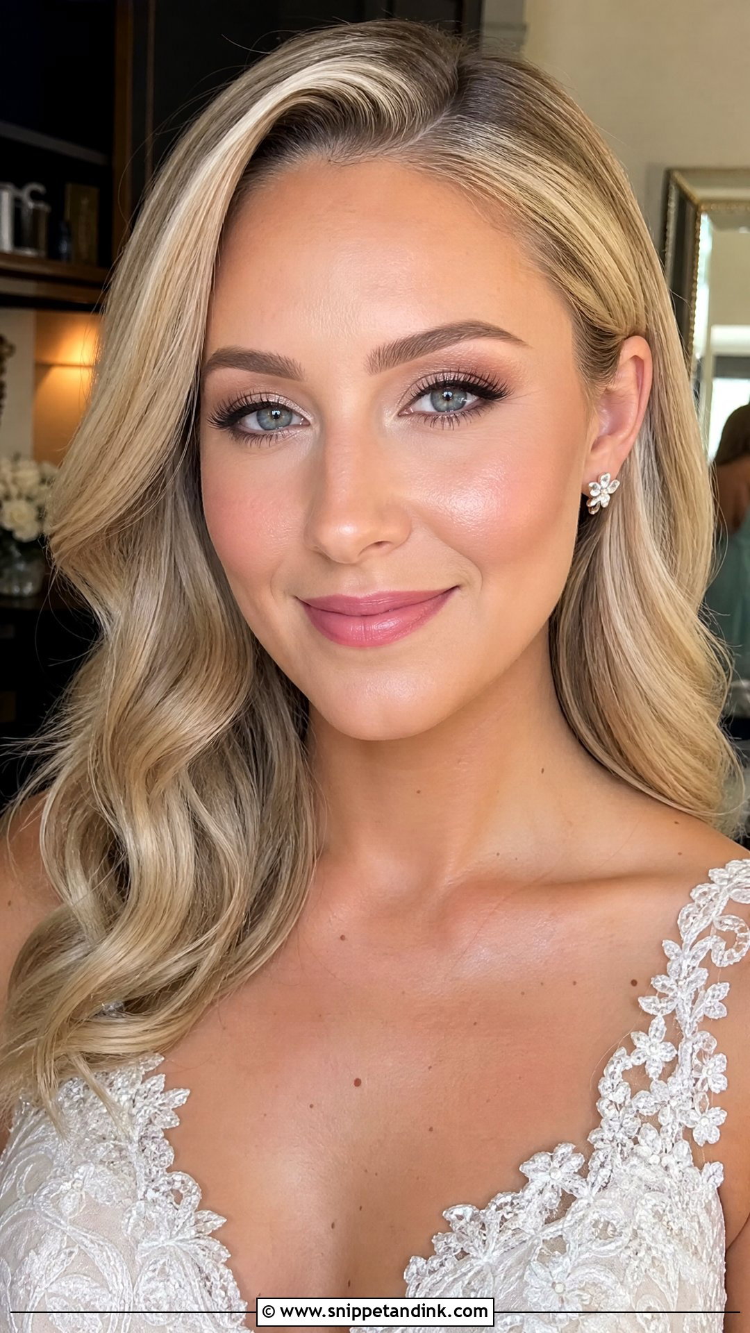 Blonde Wedding Makeup With Pink Lip - Snippet and Ink - 25 Blonde Wedding Makeup Ideas