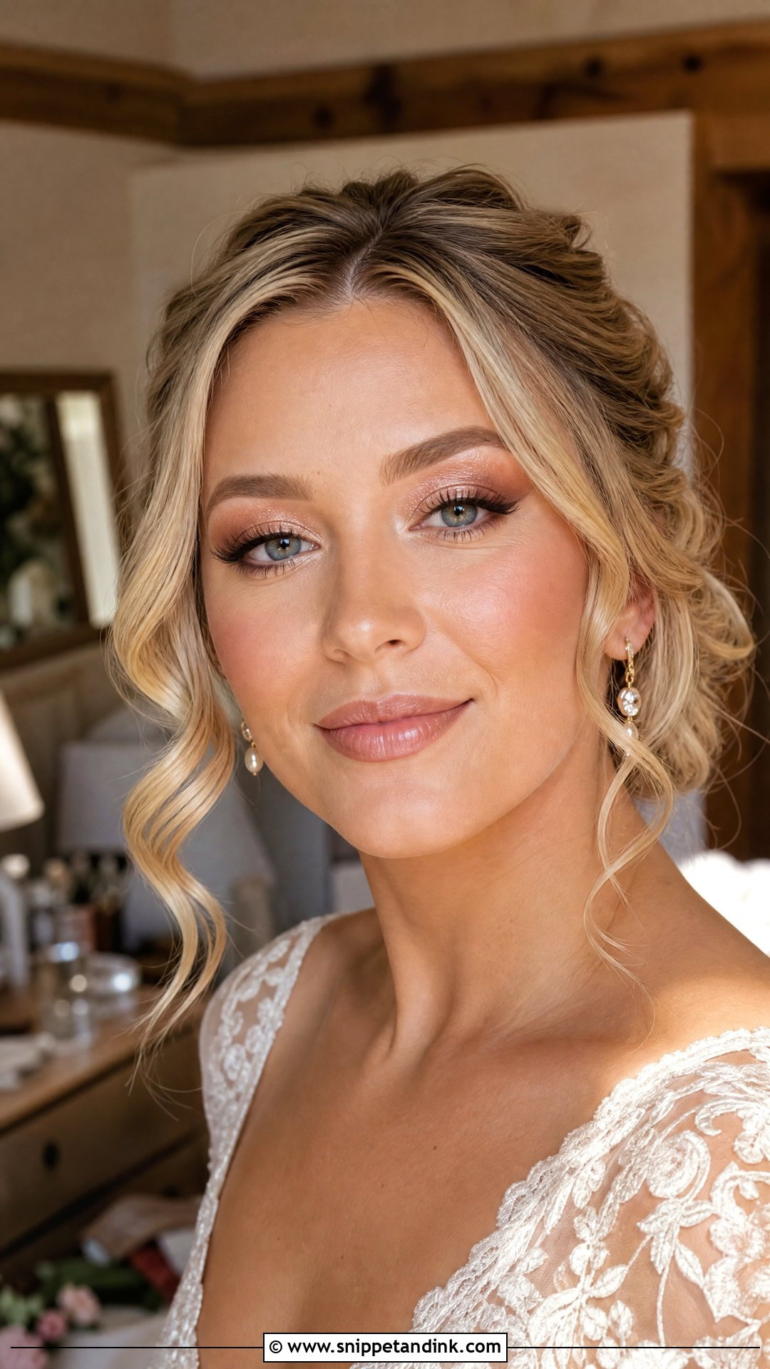 Blonde Wedding Makeup With Rose Gold Eyes - Snippet and Ink - 25 Blonde Wedding Makeup Ideas