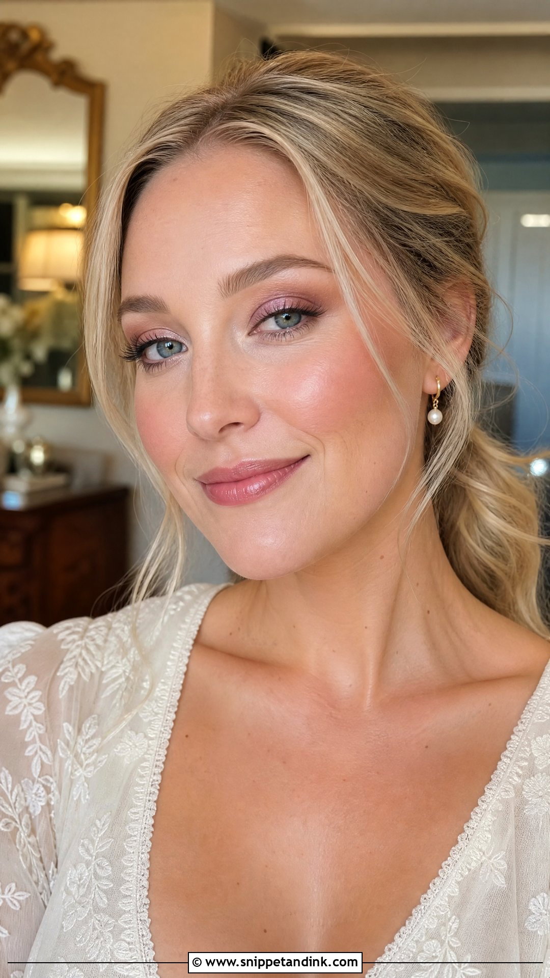 Blonde Wedding Makeup With Rosy Cheeks - Snippet and Ink - 25 Blonde Wedding Makeup Ideas