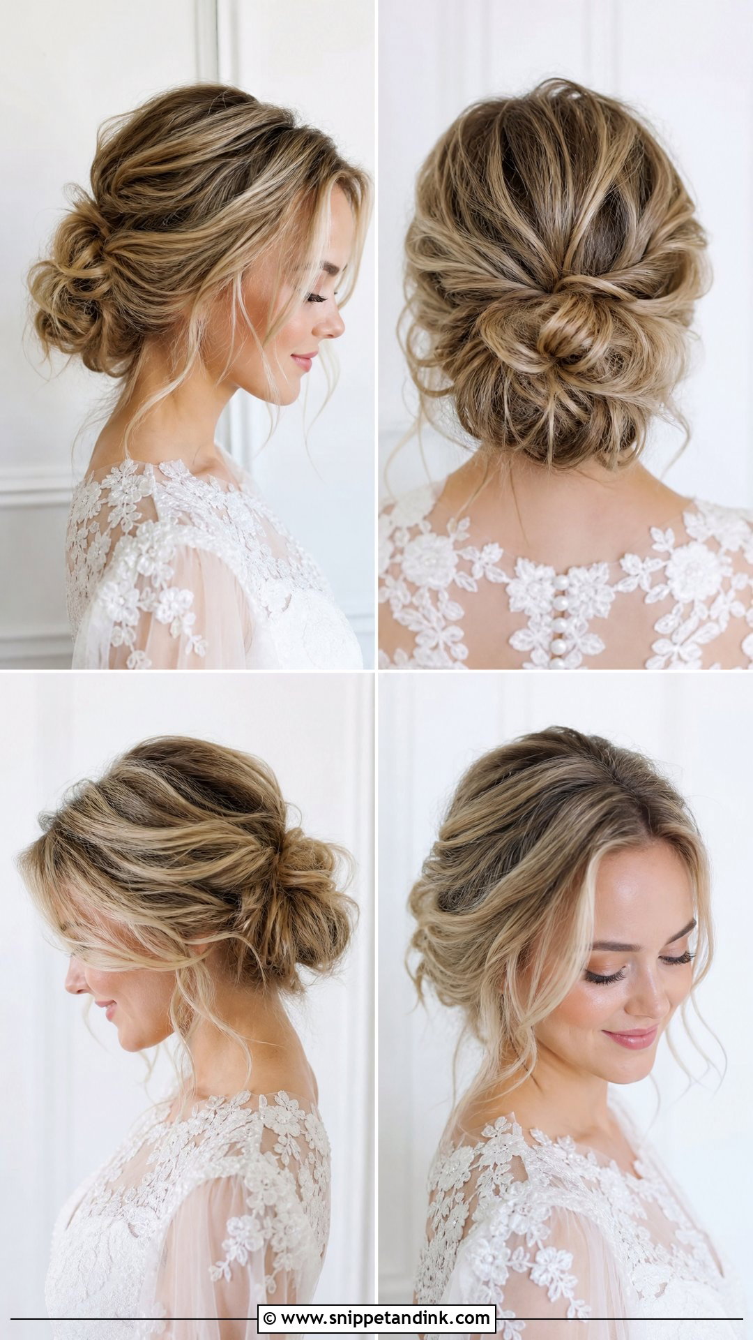 Blonde Wedding Messy Bun - Snippet and Ink - 15 Blonde Updo Wedding Ideas