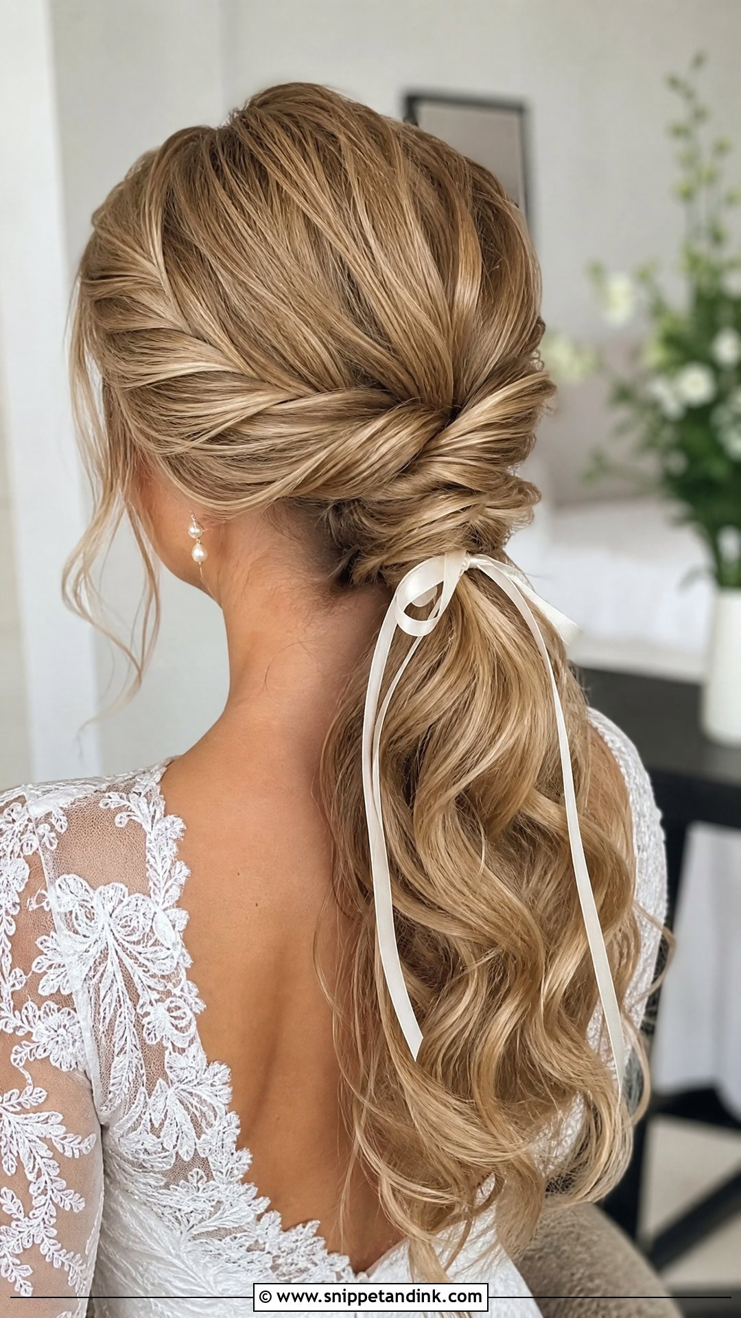 Blonde Wedding Twisted Low Ponytail - Snippet and Ink - 15 Blonde Wedding Hairstyles for Long Hair