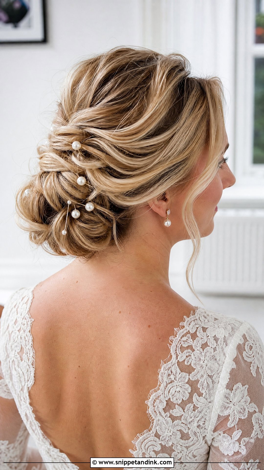 Blonde Wedding Updo With Pearls - Snippet and Ink - 15 Blonde Updo Wedding Ideas