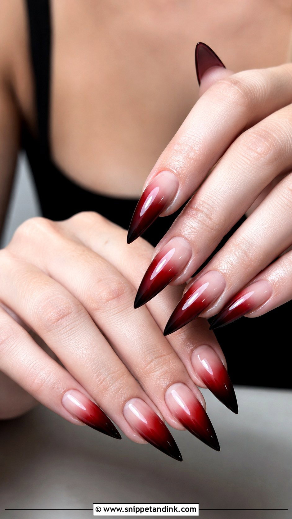 Blood Red Ombre Alt Wedding Nails - Snippet and Ink - 20 Alt Wedding Nails