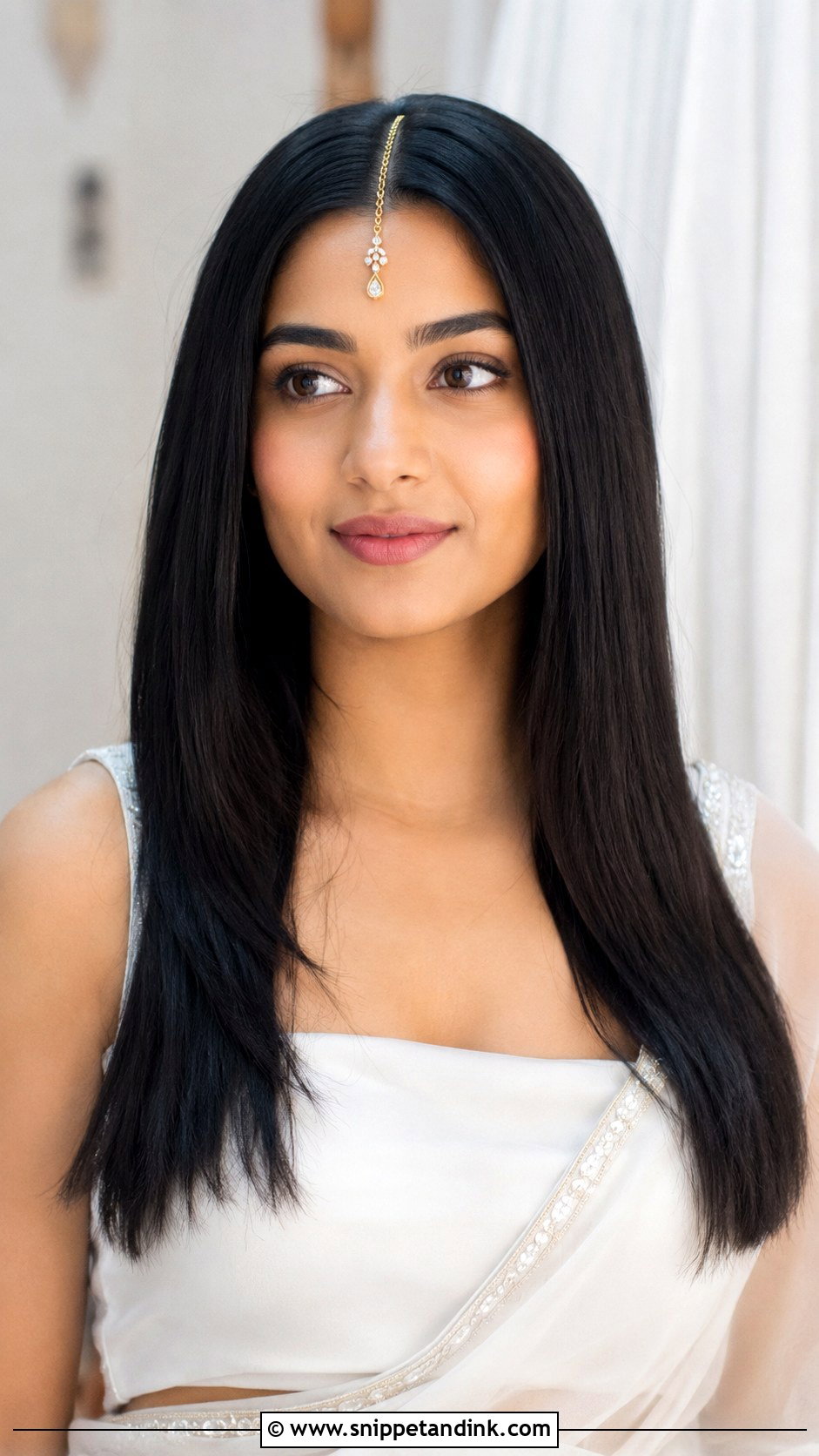 Blow Dried Open Hair With Center Part - Snippet and Ink - 20 Pre Wedding Hairstyles