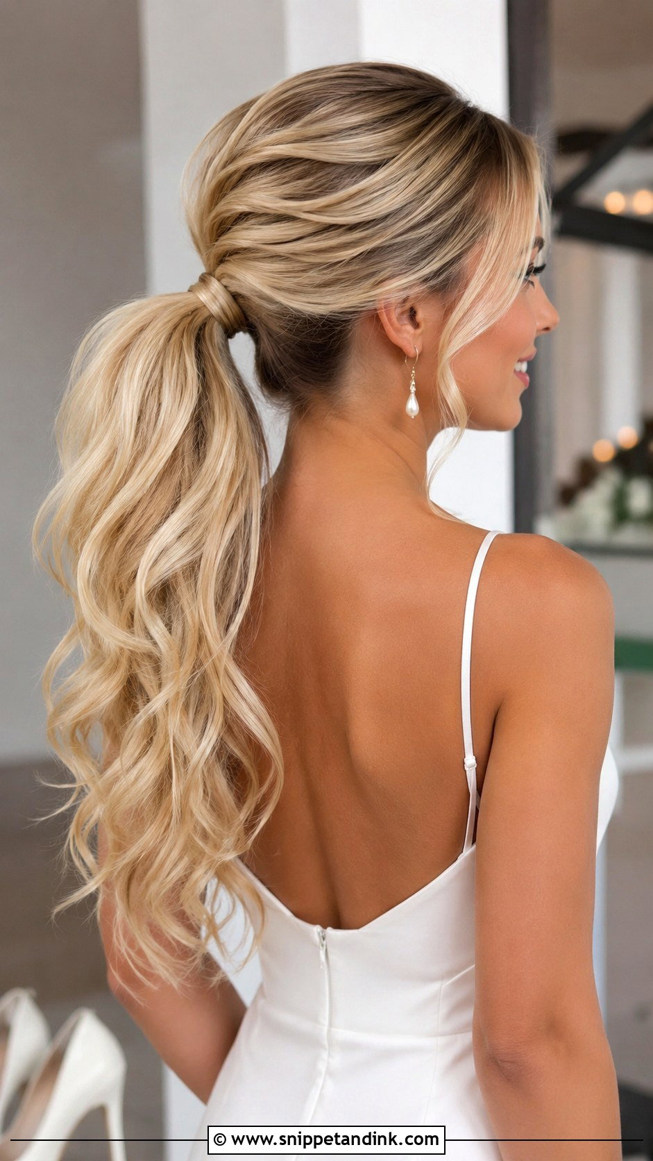 Blowout Ponytail Wedding Hairstyle - Snippet and Ink - 20 Blowout Wedding Hairstyles