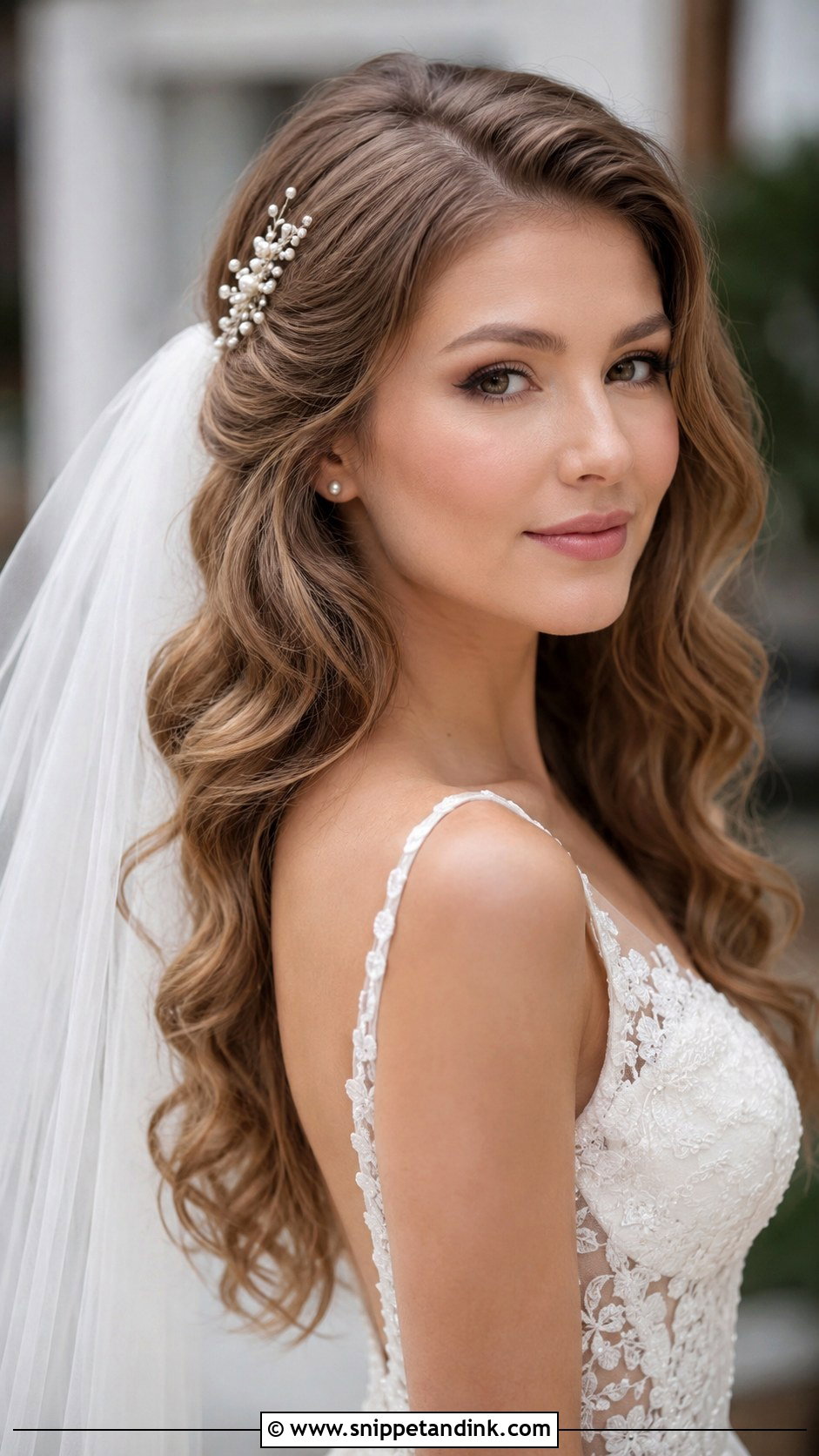Blowout With Pearl Accents - Snippet and Ink - 30 Bridal Blowout Hair Ideas
