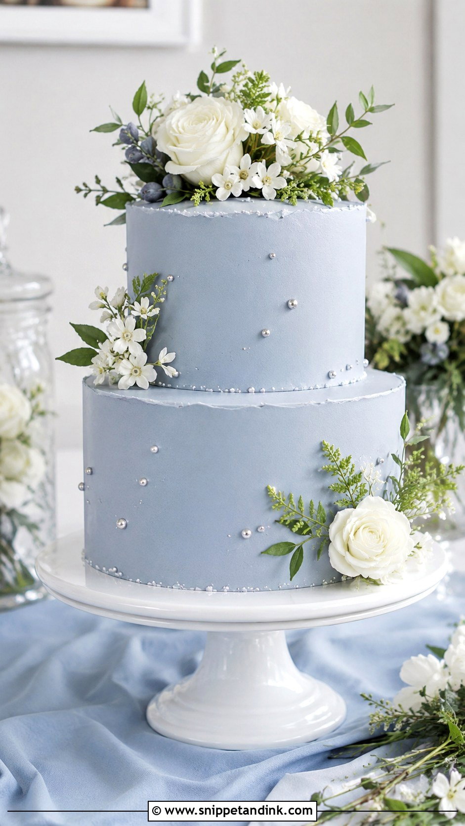 Blue 2 Layer Wedding Cake - Snippet and Ink - 20 2 Layer Wedding Cake Ideas