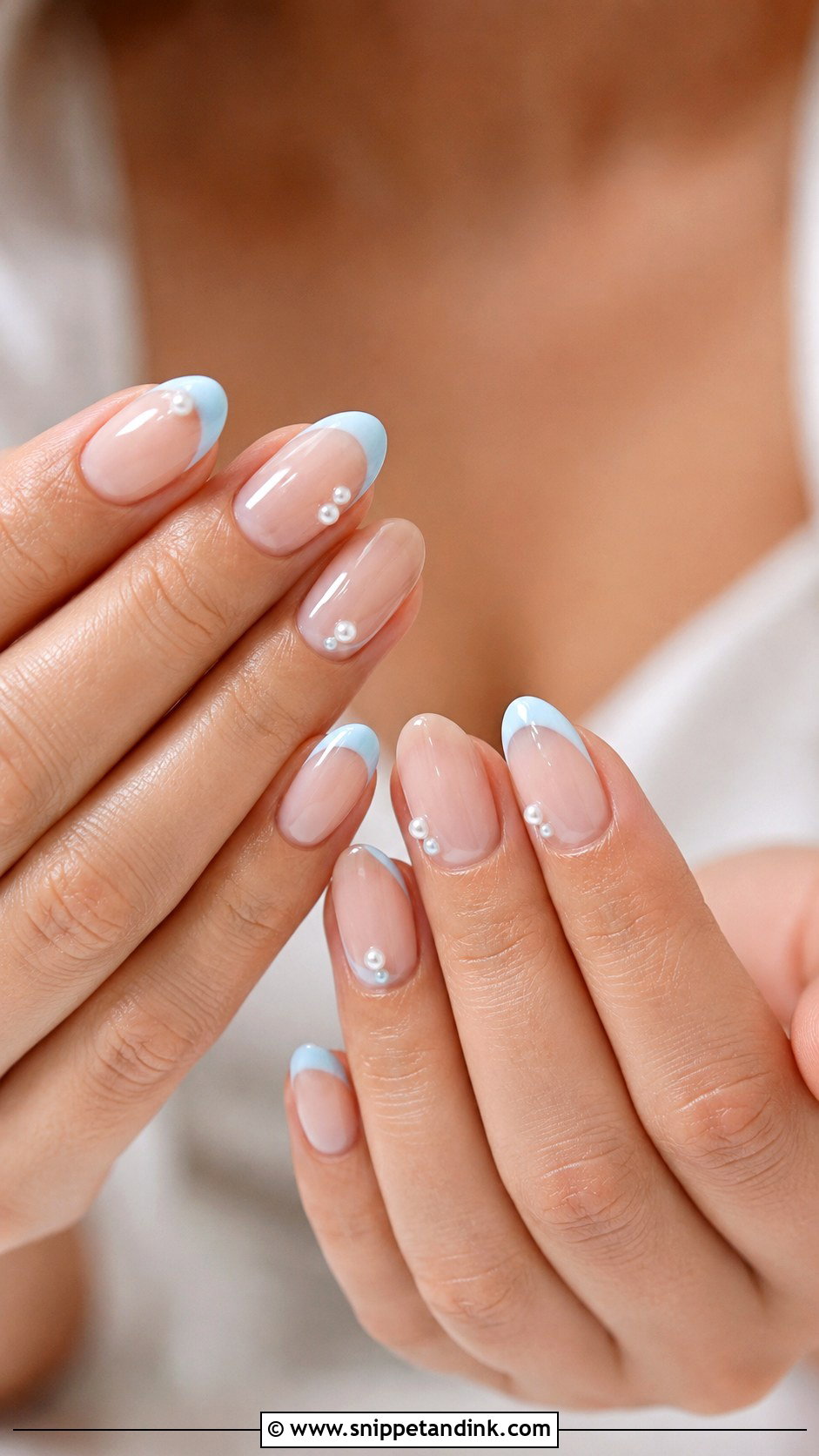 Blue Accent Bride Nail Extensions - Snippet and Ink - 20 Bride Nail Extension Designs