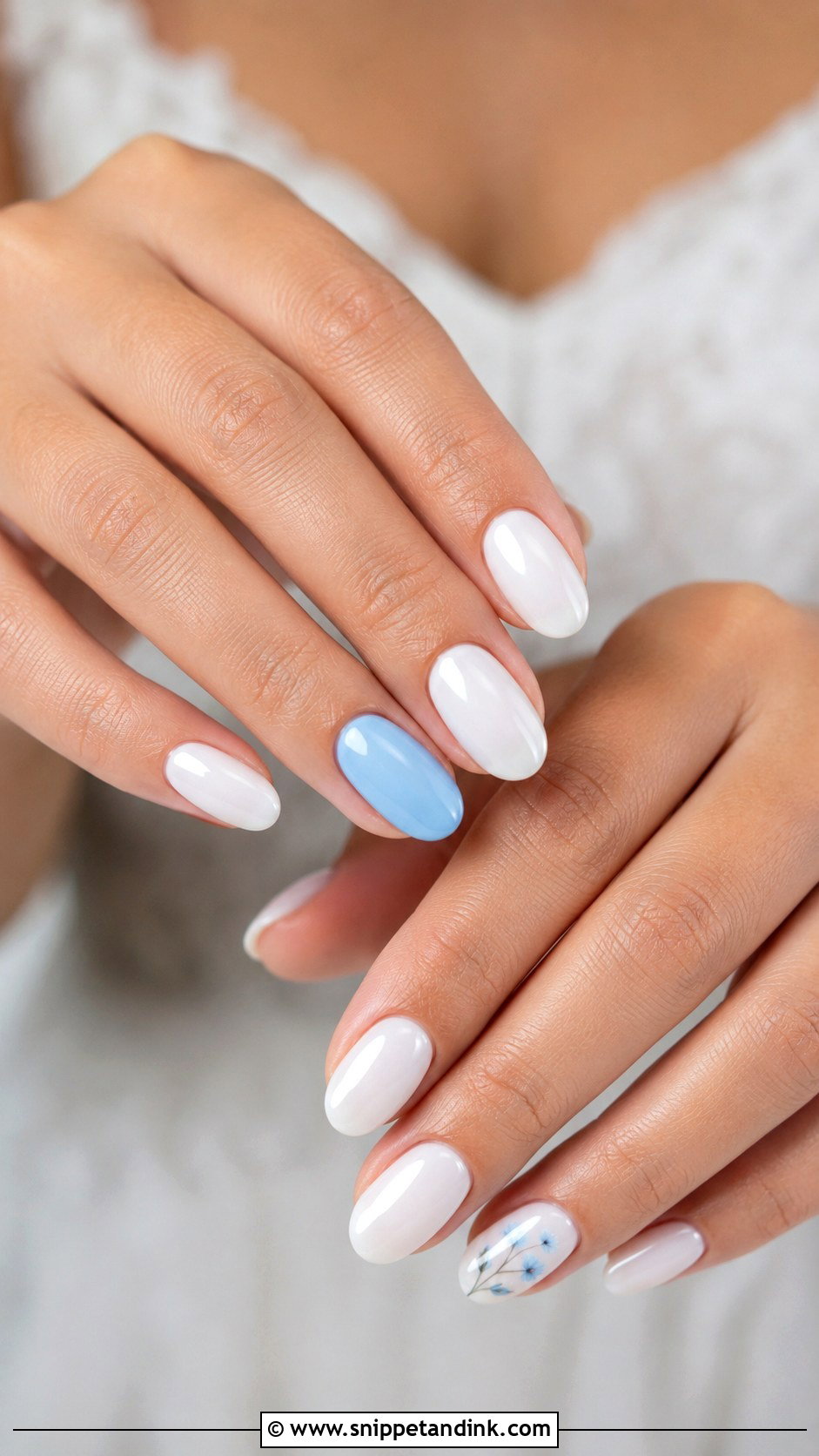 Blue Accent Nail Wedding Nails - Snippet and Ink - 20 Something Blue Wedding Nails