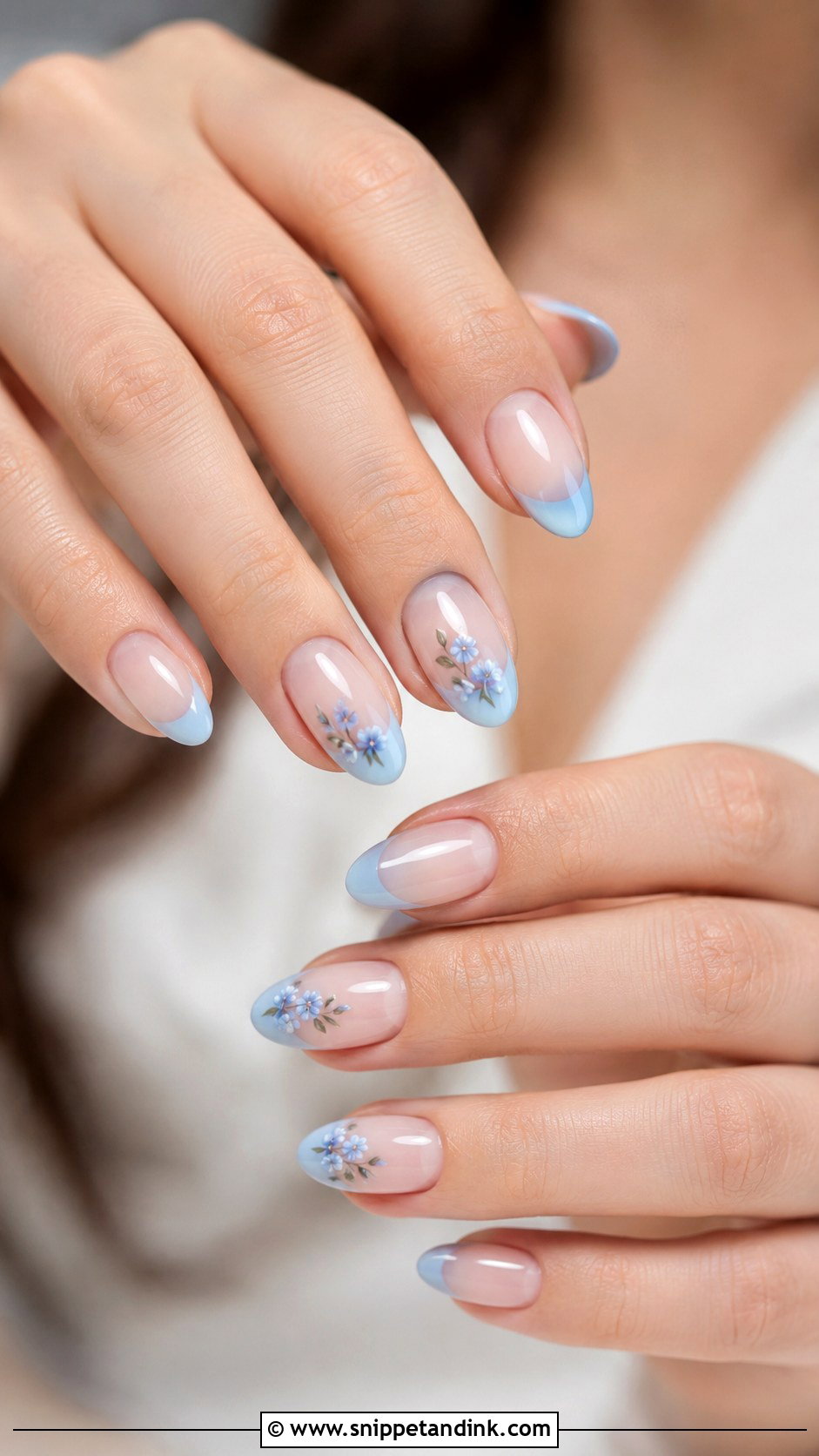 Blue Accent Press On Wedding Nails - Snippet and Ink - 20 Press on Wedding Nails